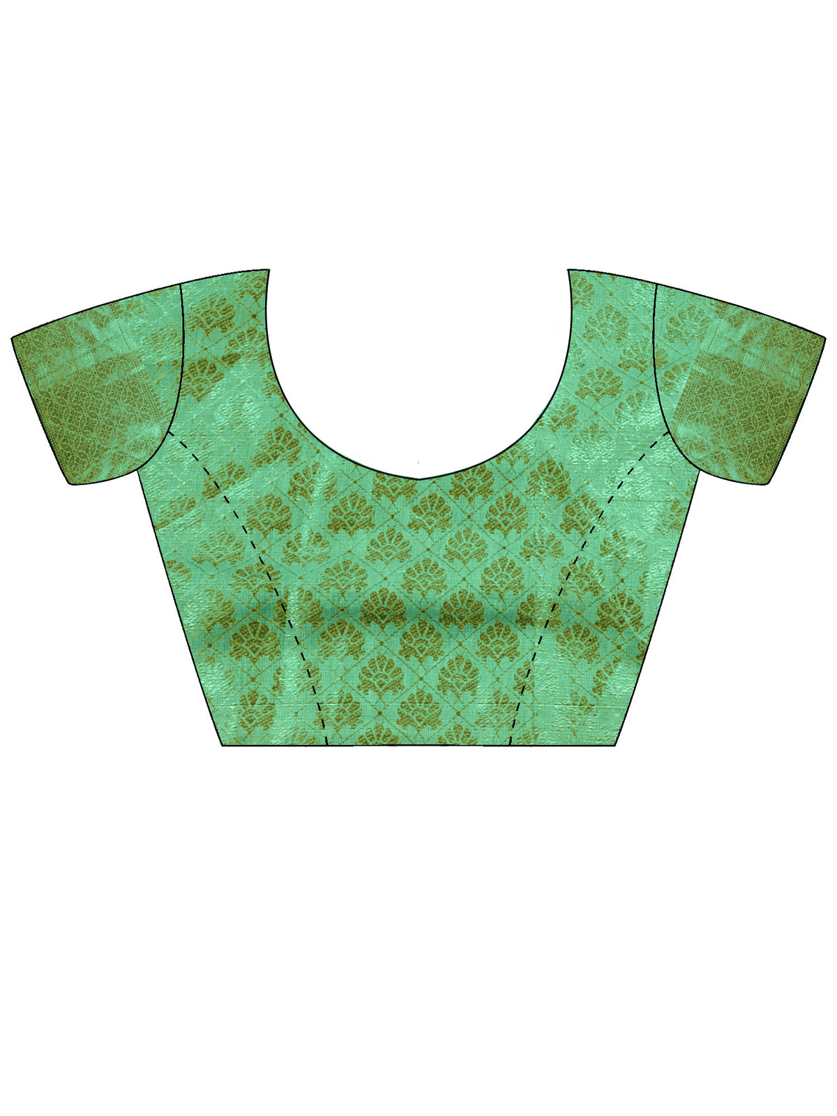 Unstitched mint green silk blend blouse piece with woven design design