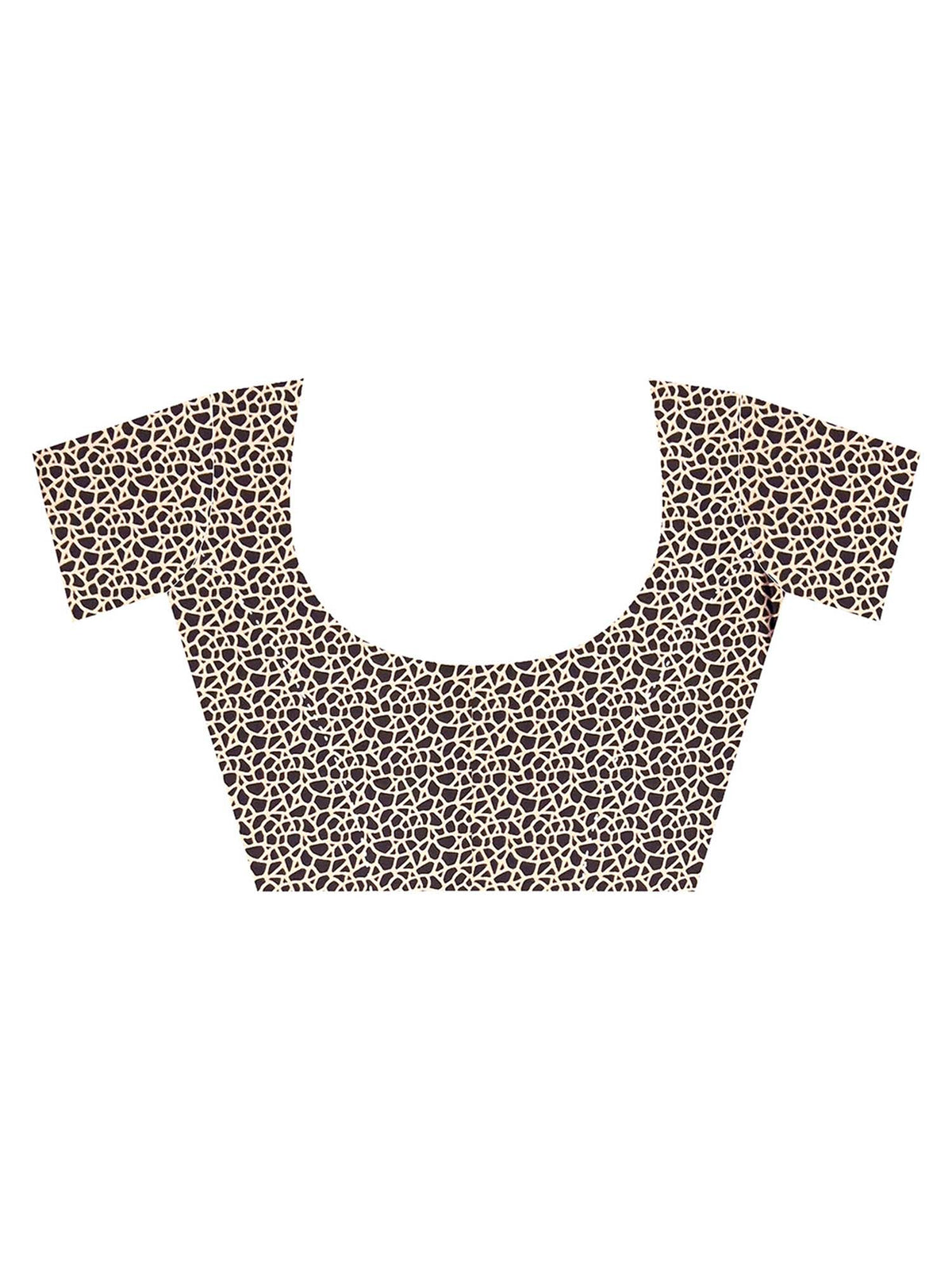 Unstitched black crepe blouse piece with abstract design
