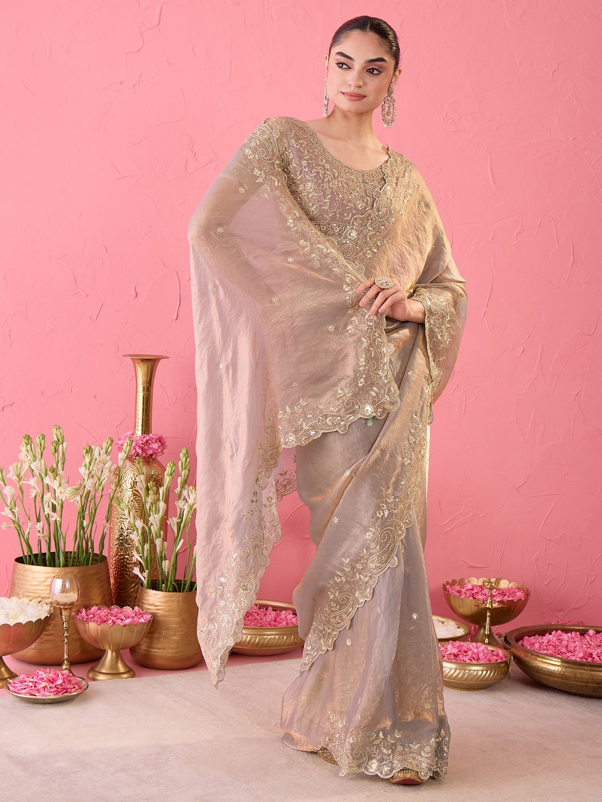 Metallic Satin saree – detail view 2