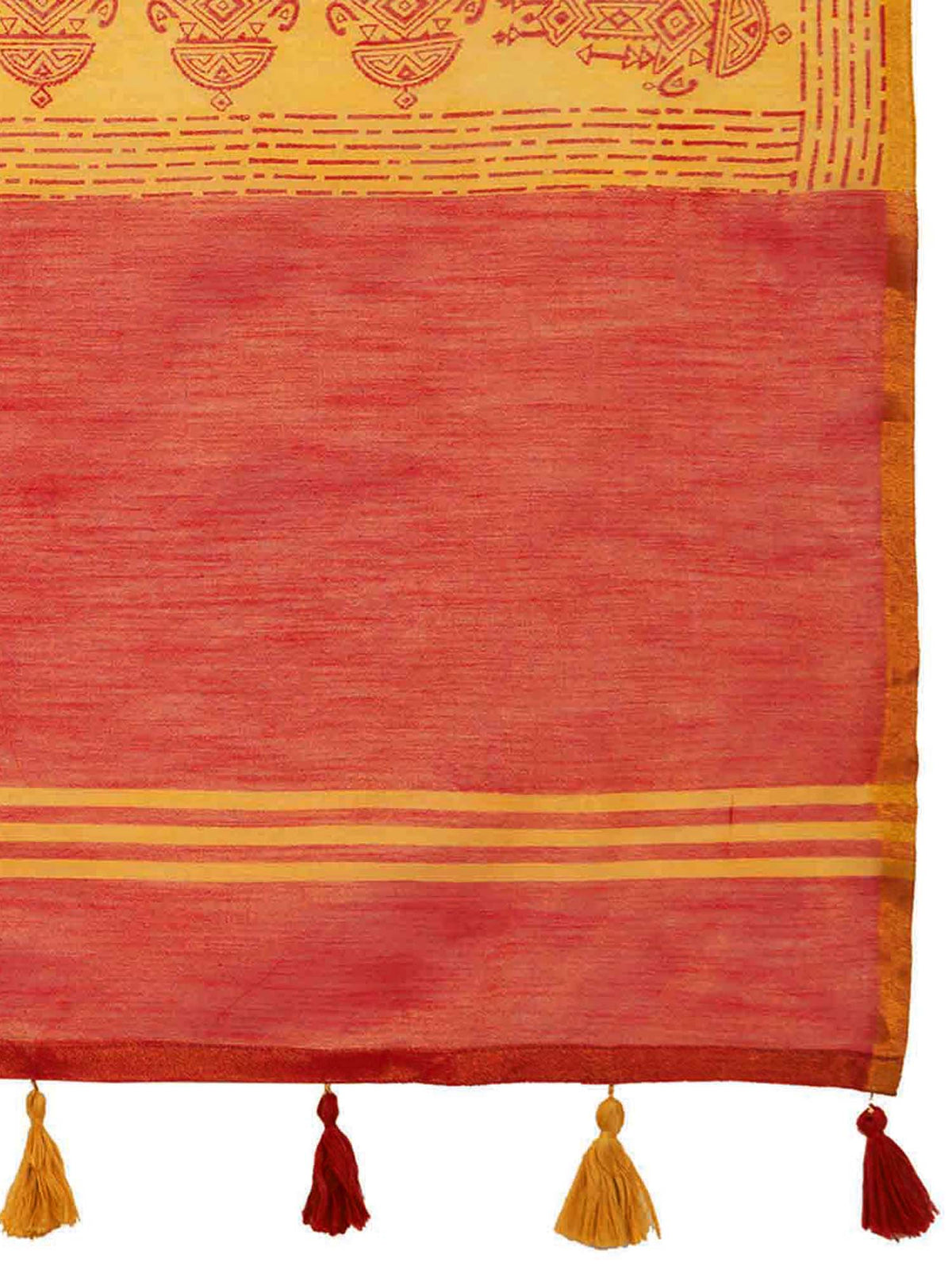 Yellow Linen saree – detail view 5