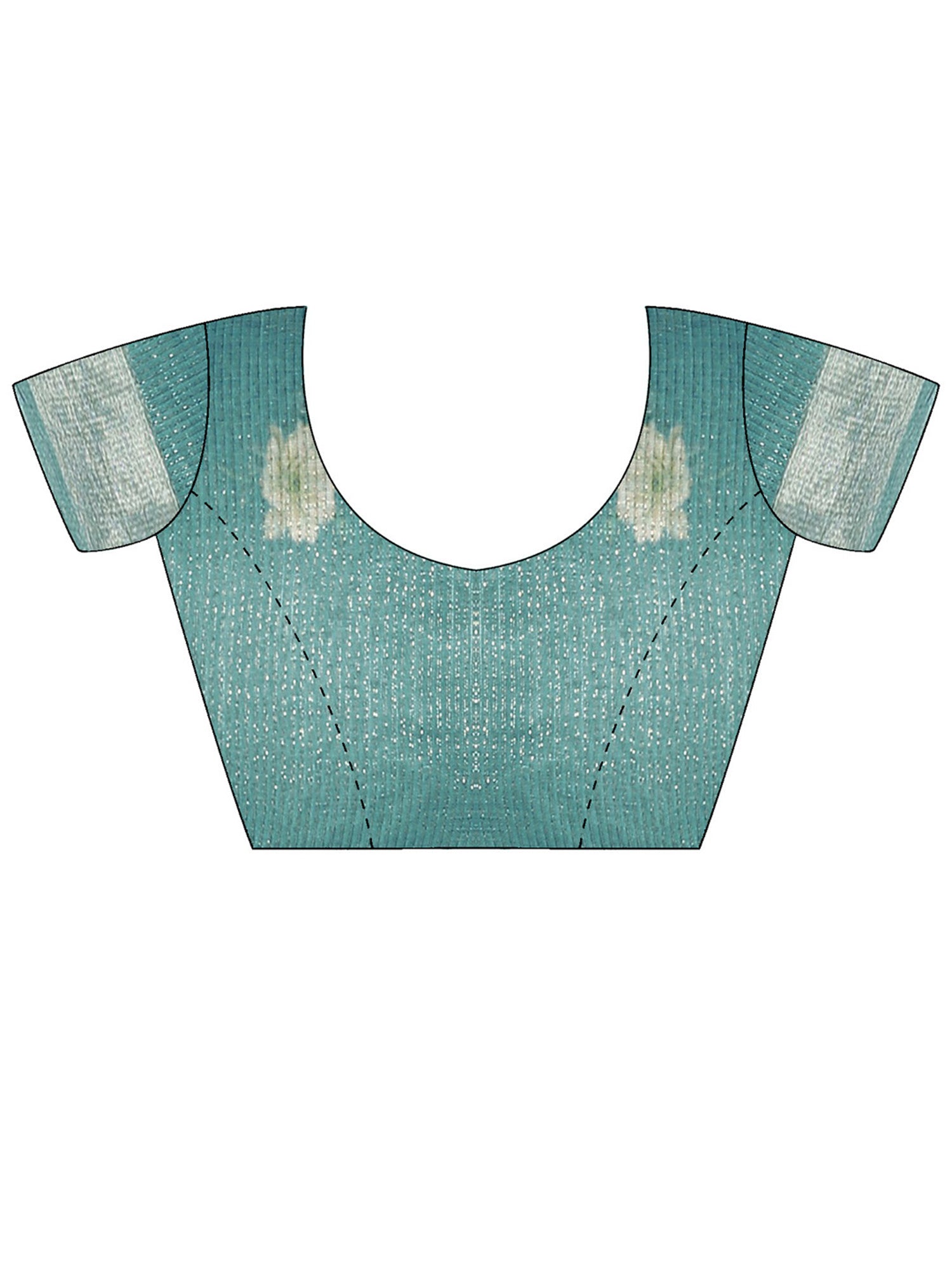 Unstitched light blue cotton silk blouse piece with floral design