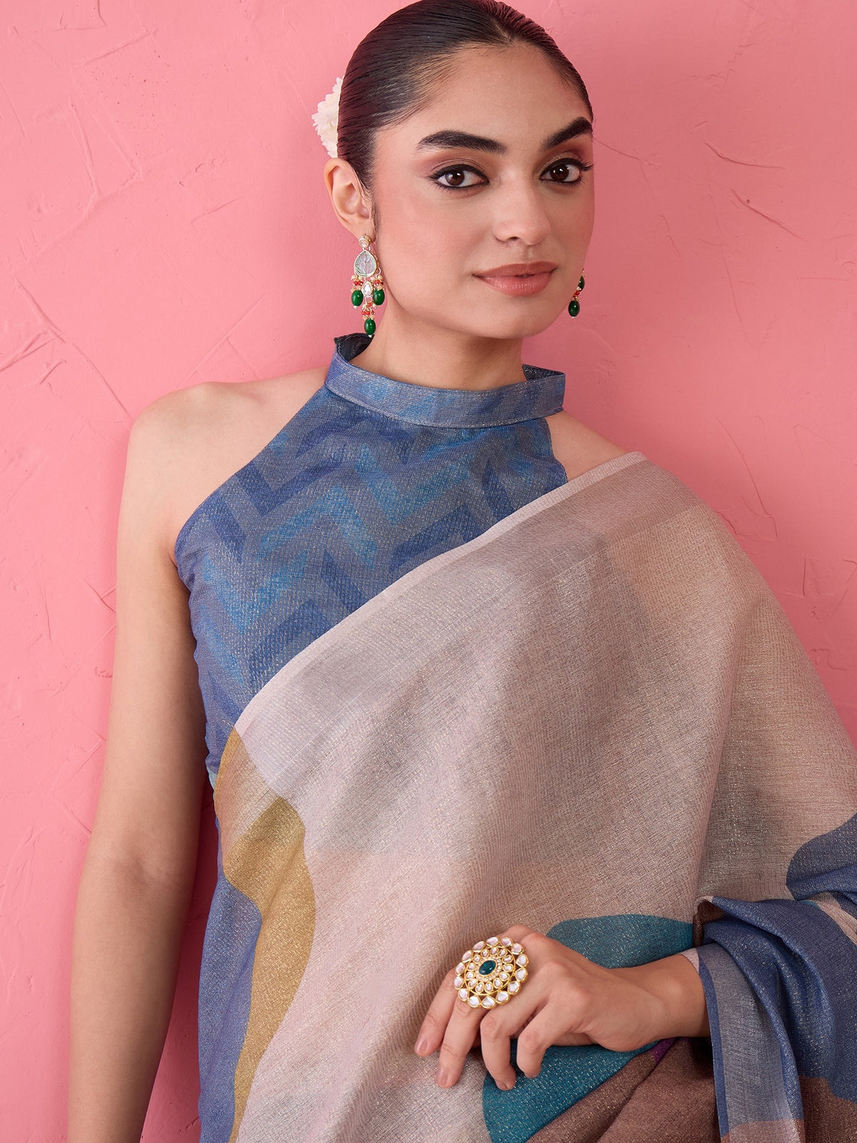 Multicolored Cotton Silk saree – detail view 4