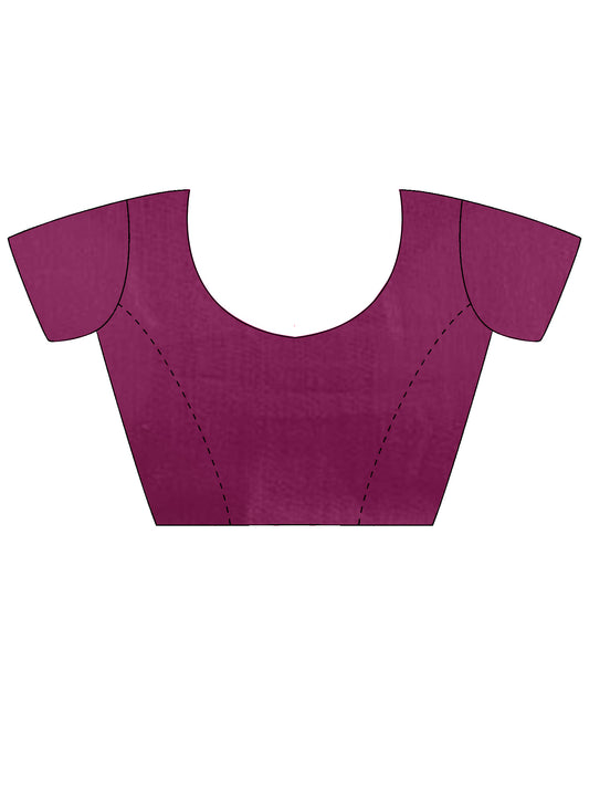 Unstitched purple crepe blouse piece with ethnic motif design