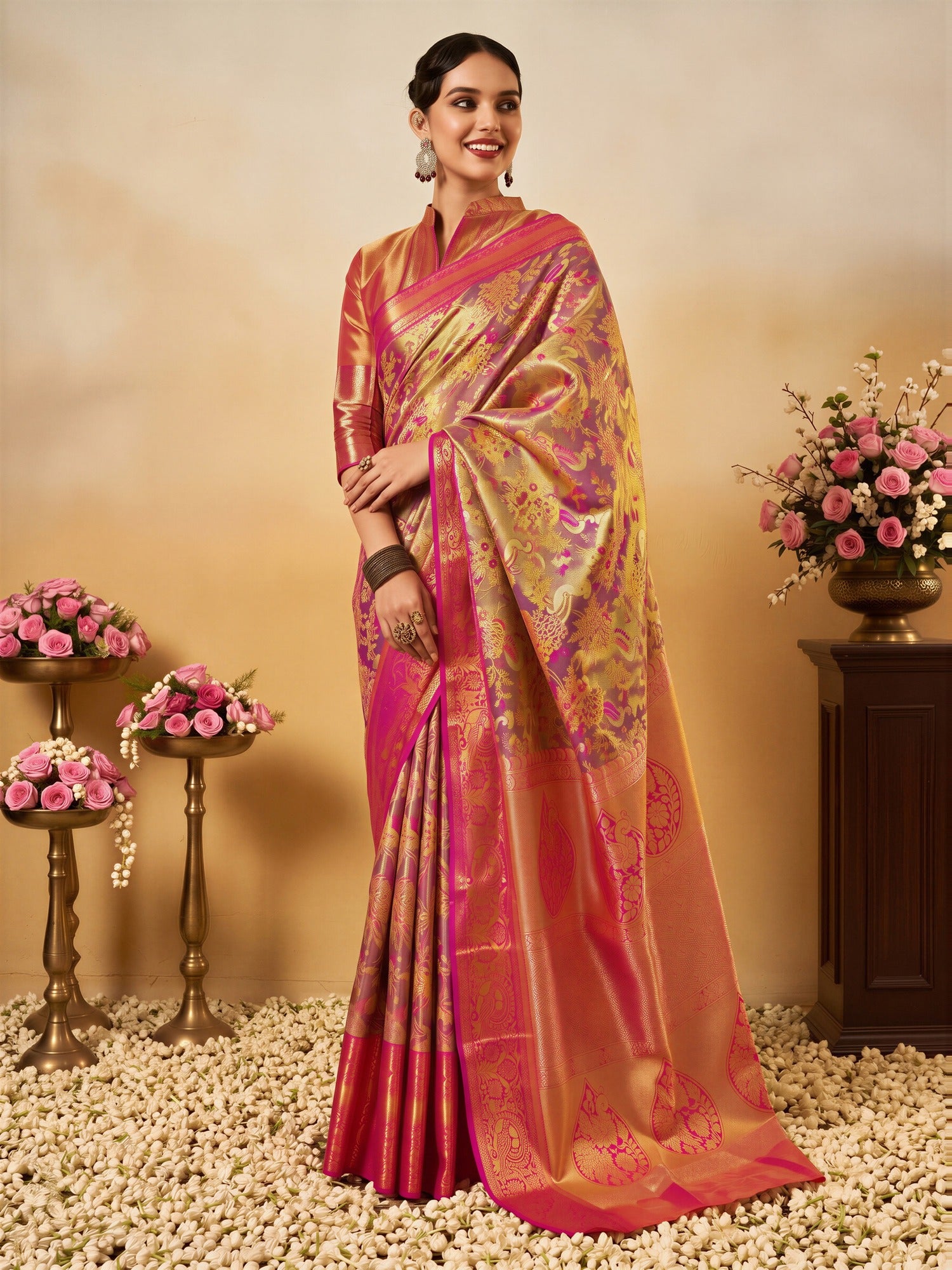Pink Silk Blend saree – detail view 3