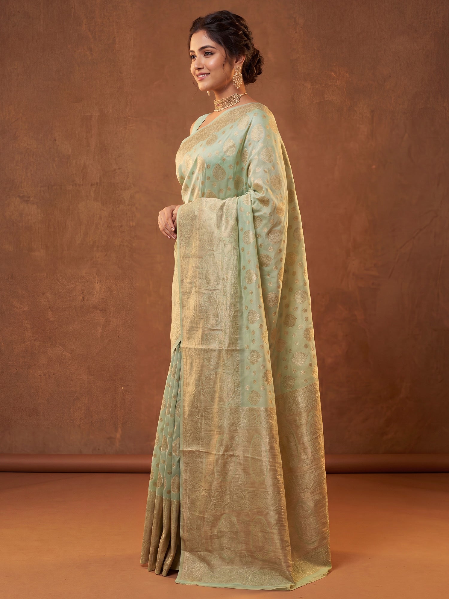 Light Green Silk Blend saree – detail view 2