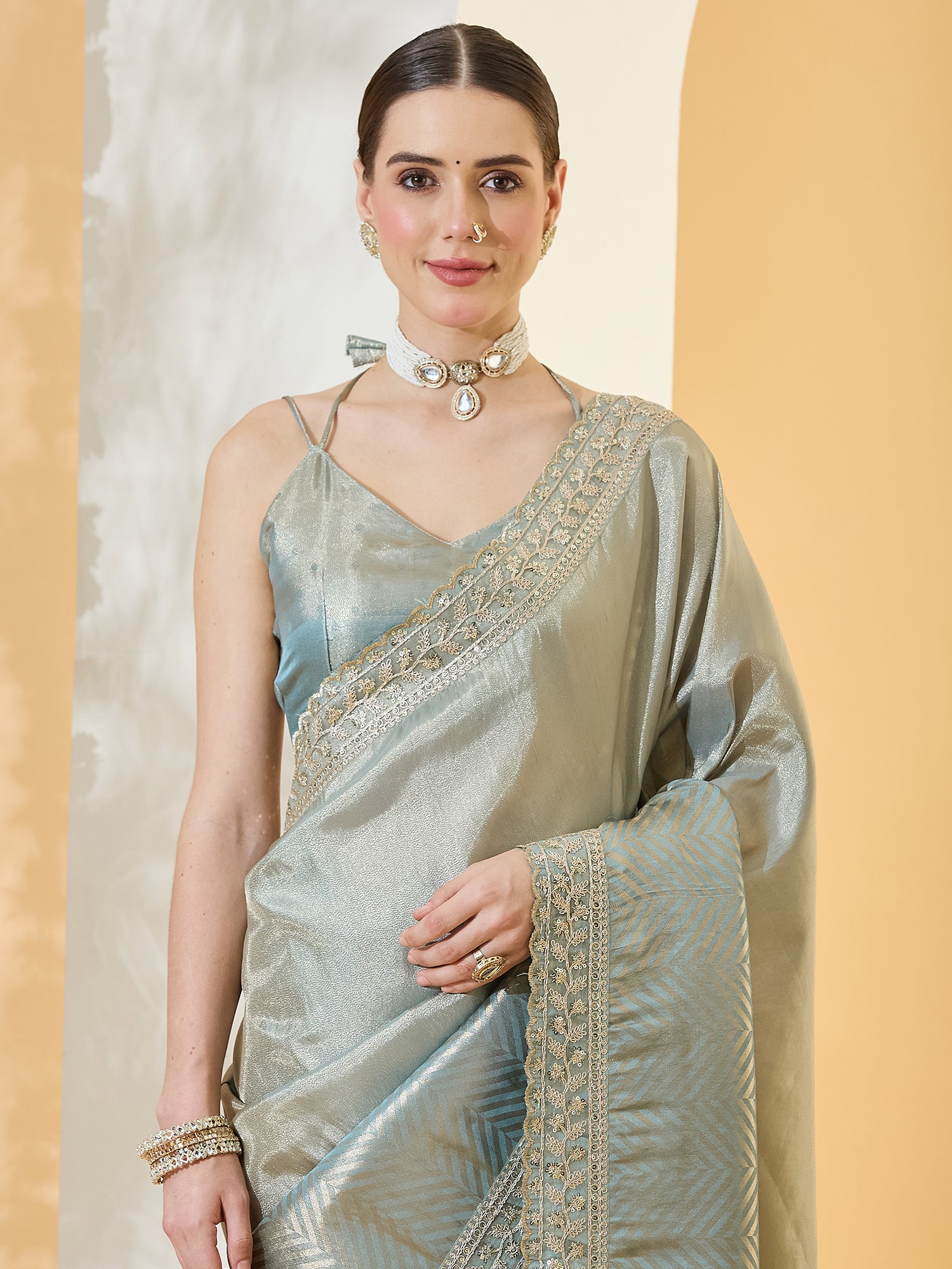 Light Blue Silk Blend saree – detail view 4