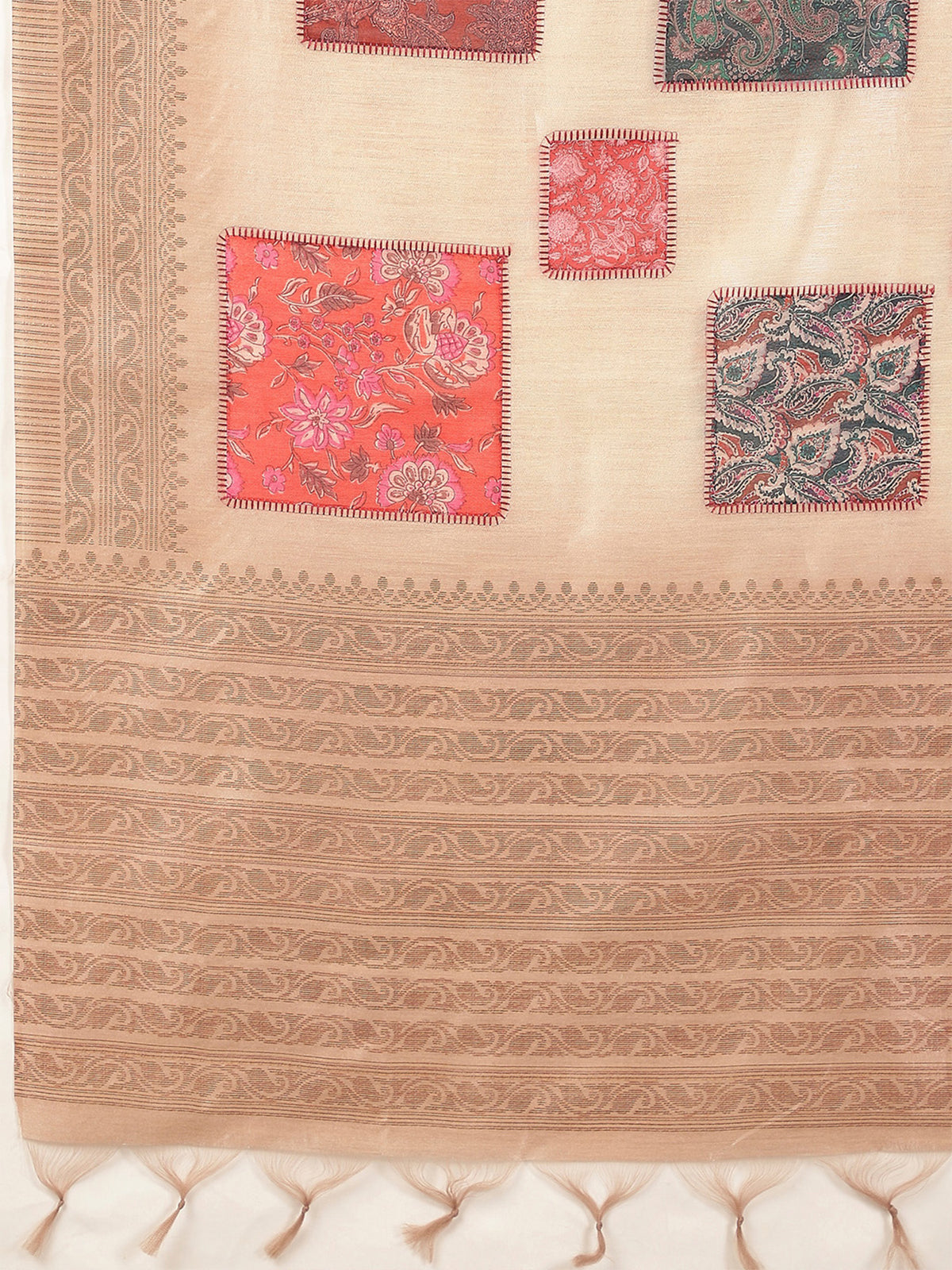 Beige Cotton Silk saree – detail view 5