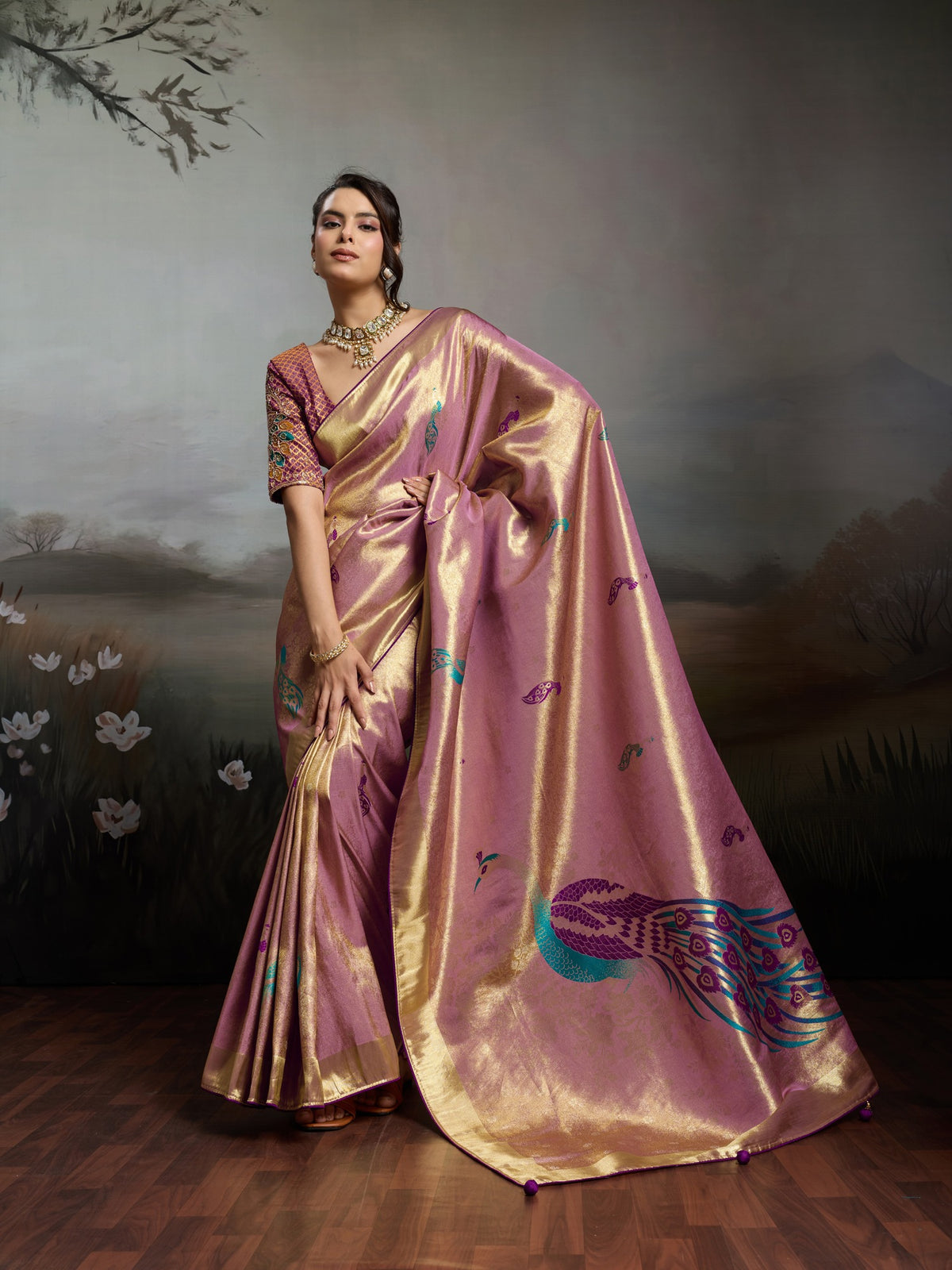 Lavender Banarasi Silk saree – detail view 2