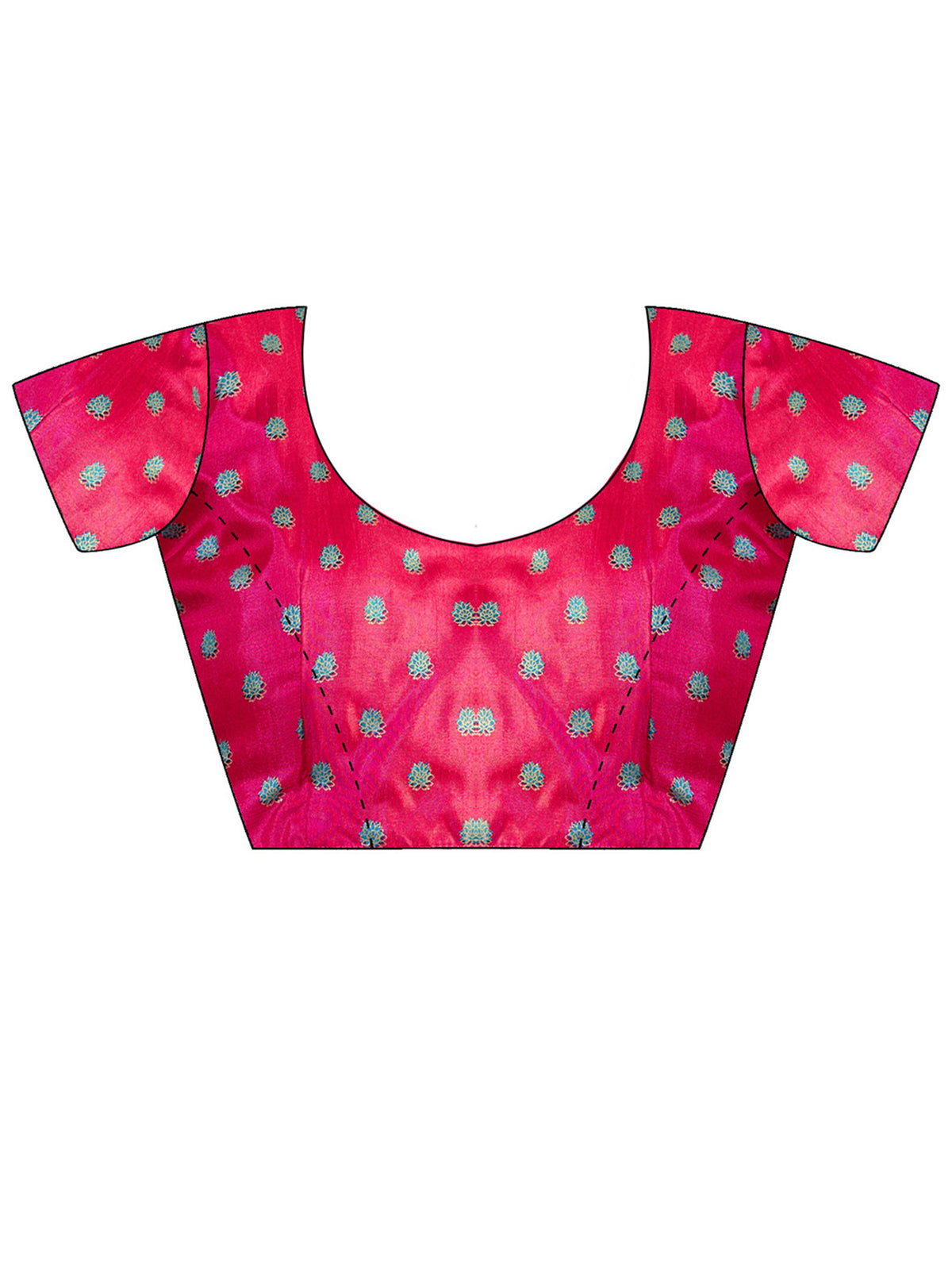 Unstitched pink silk blend blouse piece with ethnic motif design