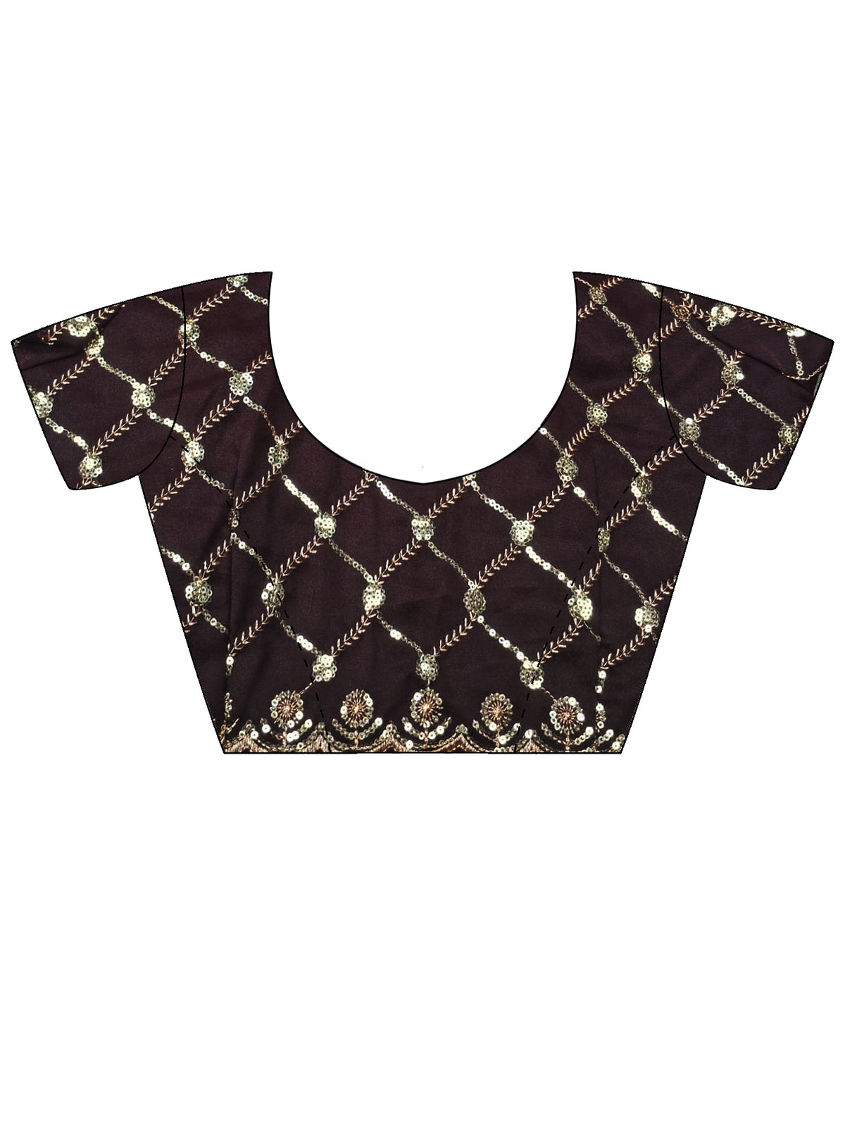 Unstitched brown georgette blouse piece with embellished design