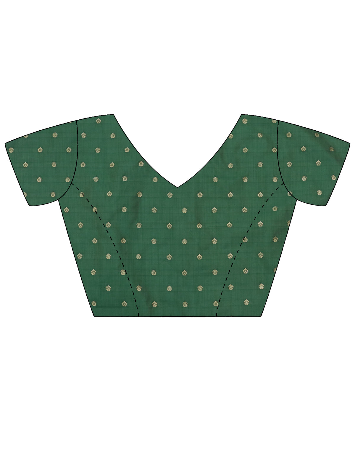 Unstitched green silk blend blouse piece with zari butta design