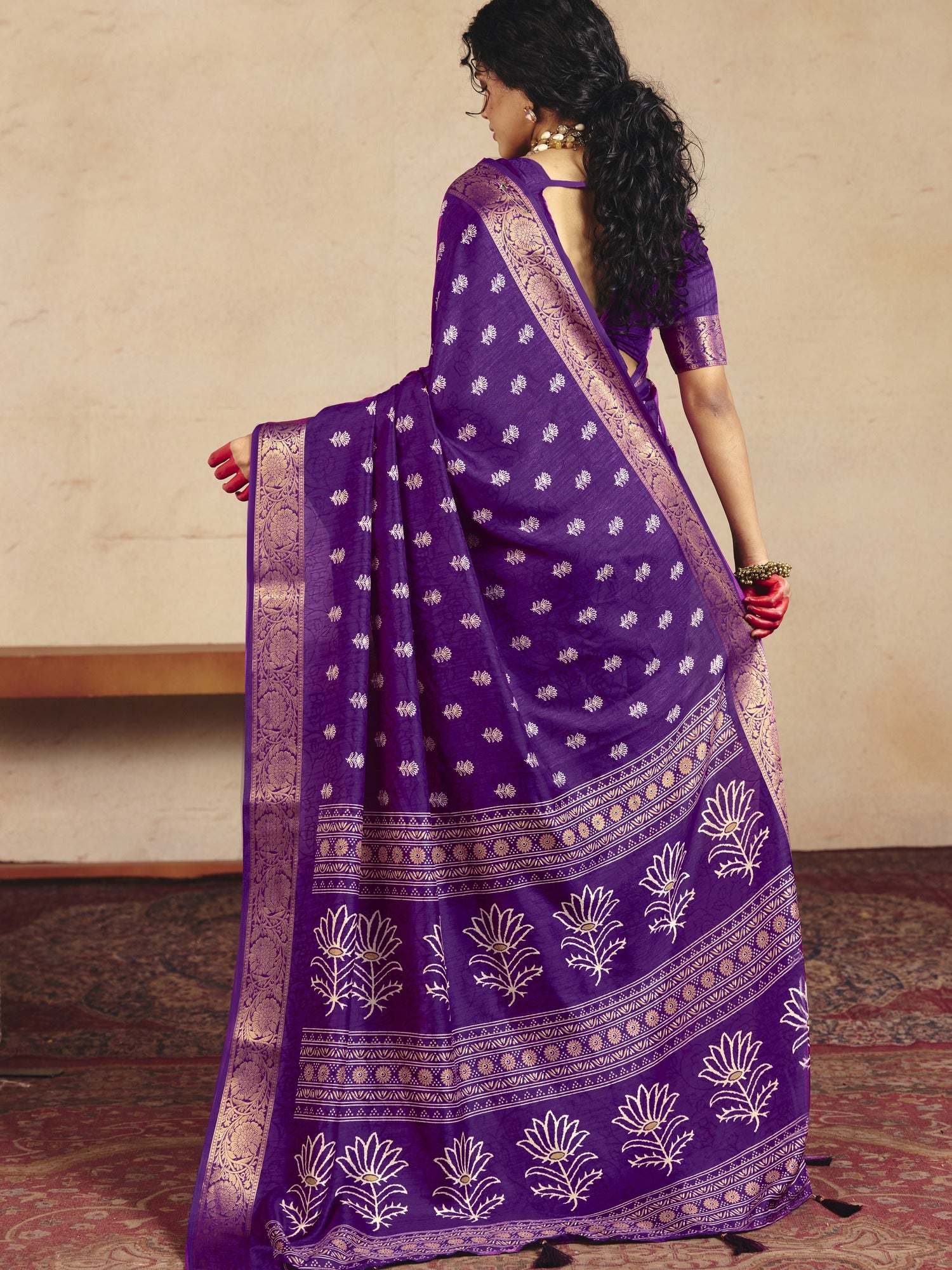 Purple Tussar Silk saree – detail view 2
