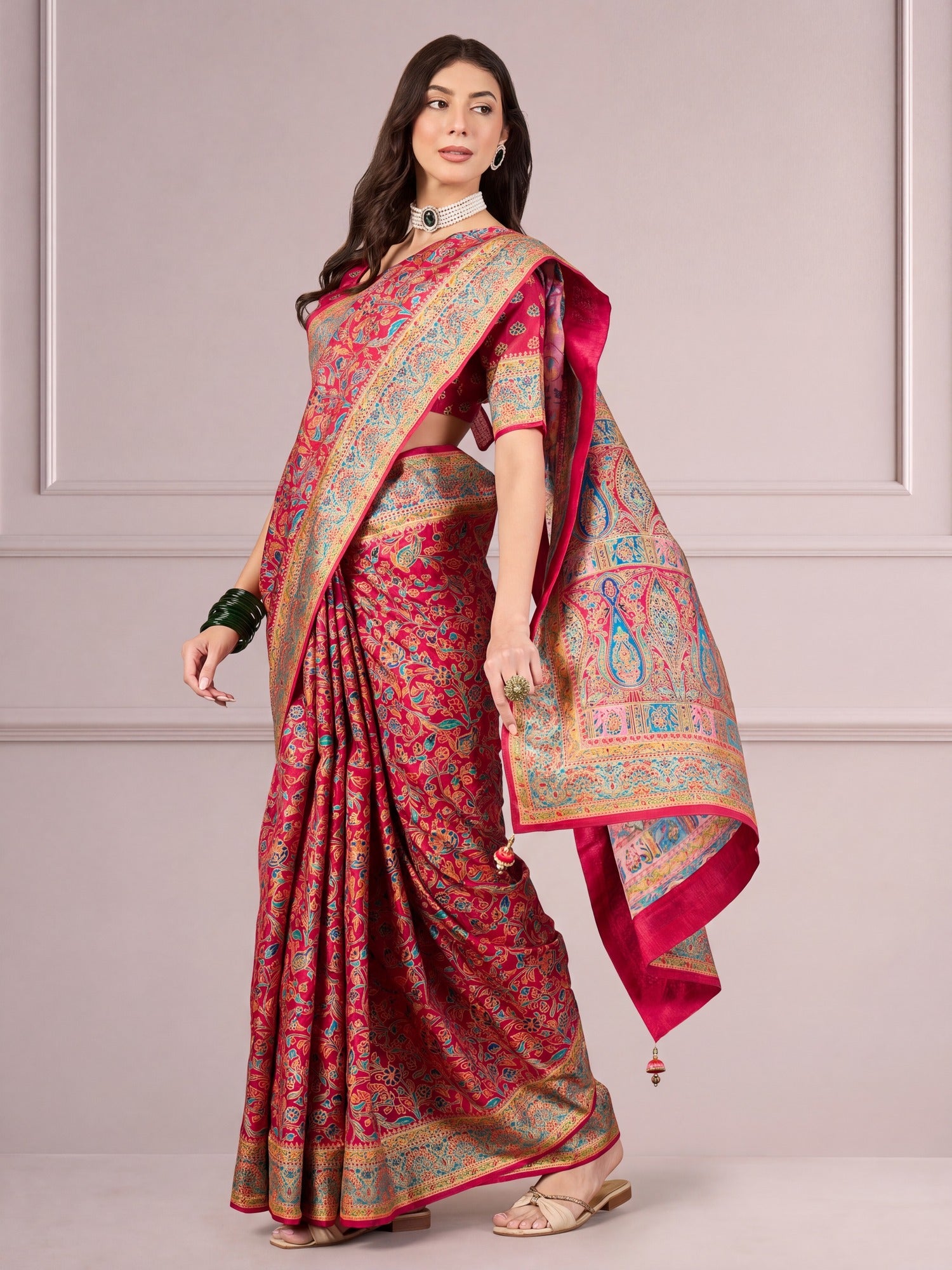Pink Dola Silk saree – detail view 3