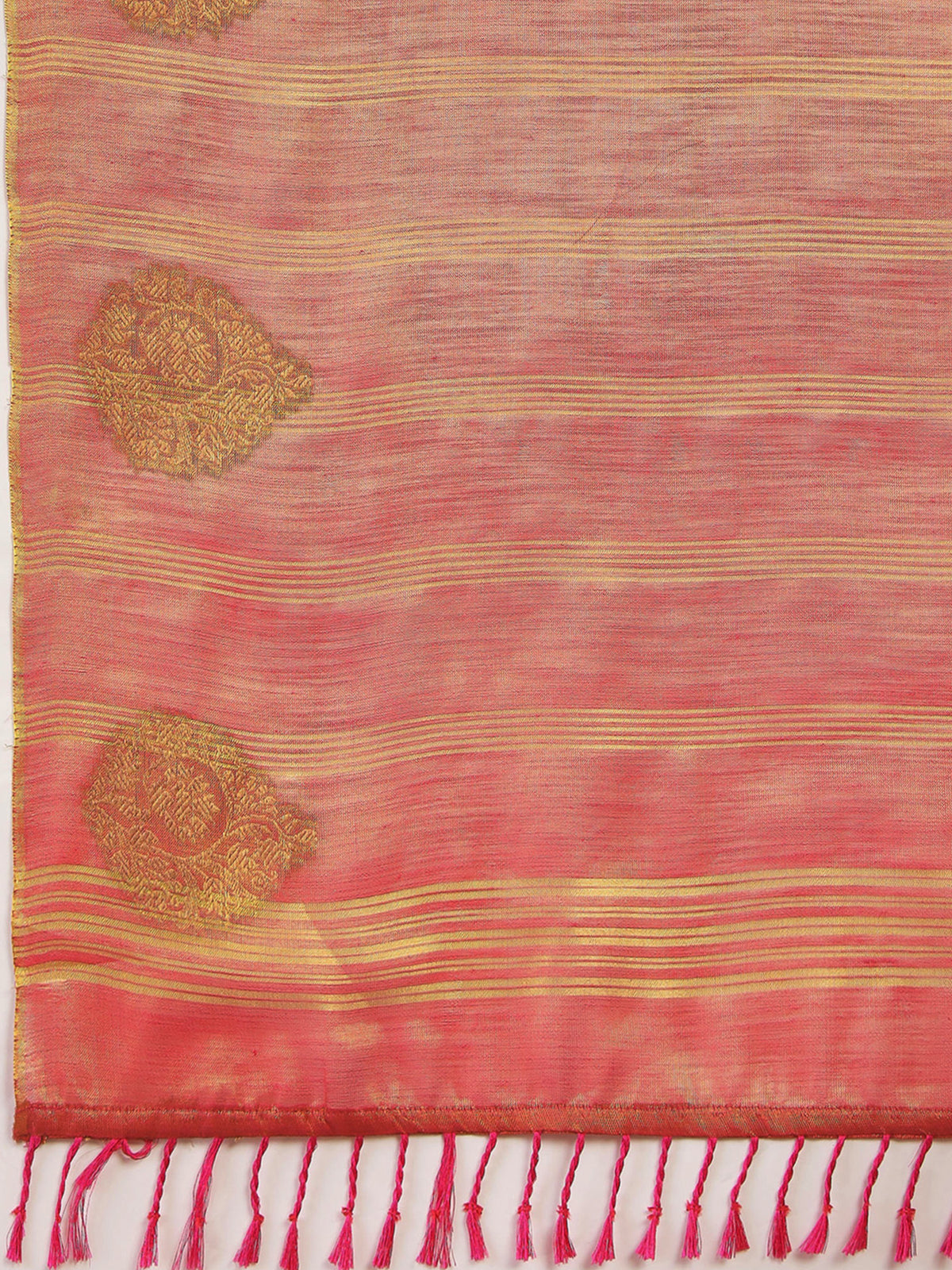 Orange Linen saree – detail view 5