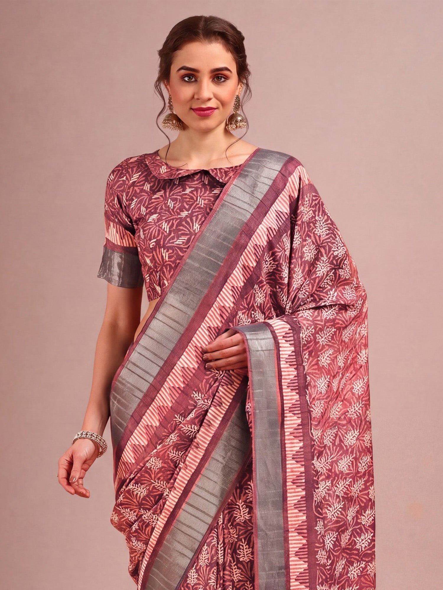 Brown Cotton Silk saree – detail view 4