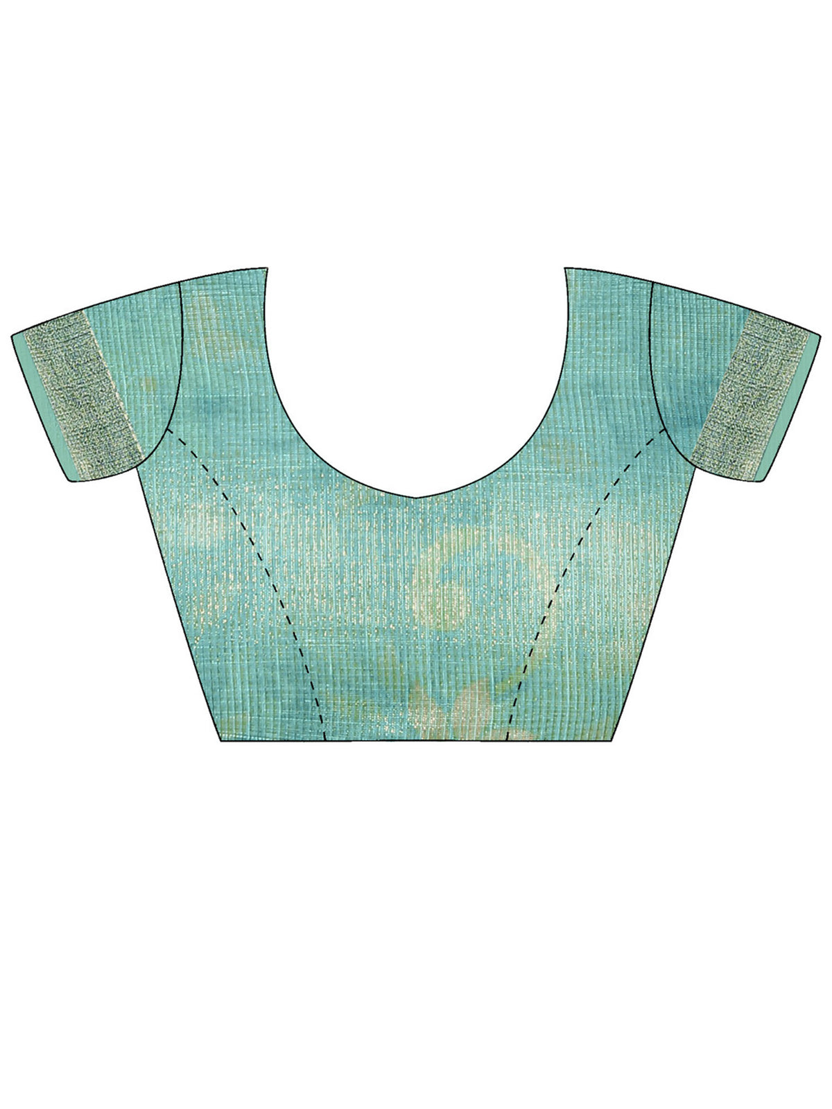 Unstitched sea green cotton silk blouse piece with ethnic motif design