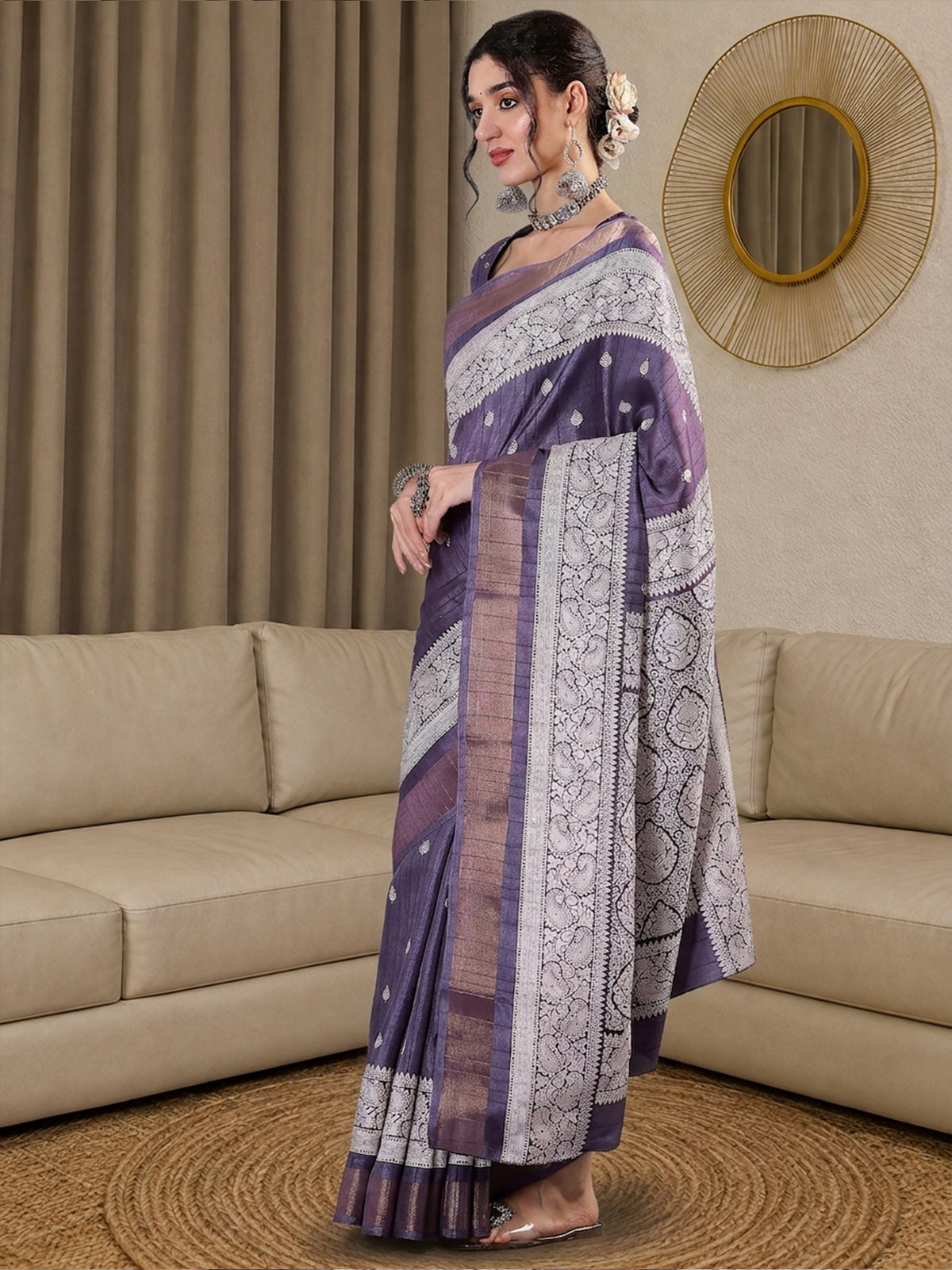 Lavender Silk Blend saree – detail view 2