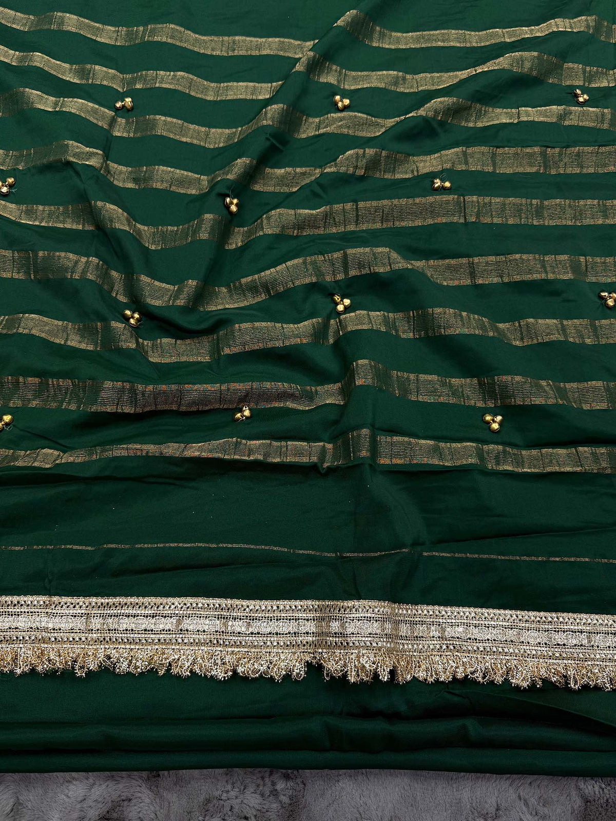 Green soft silk saree view 5