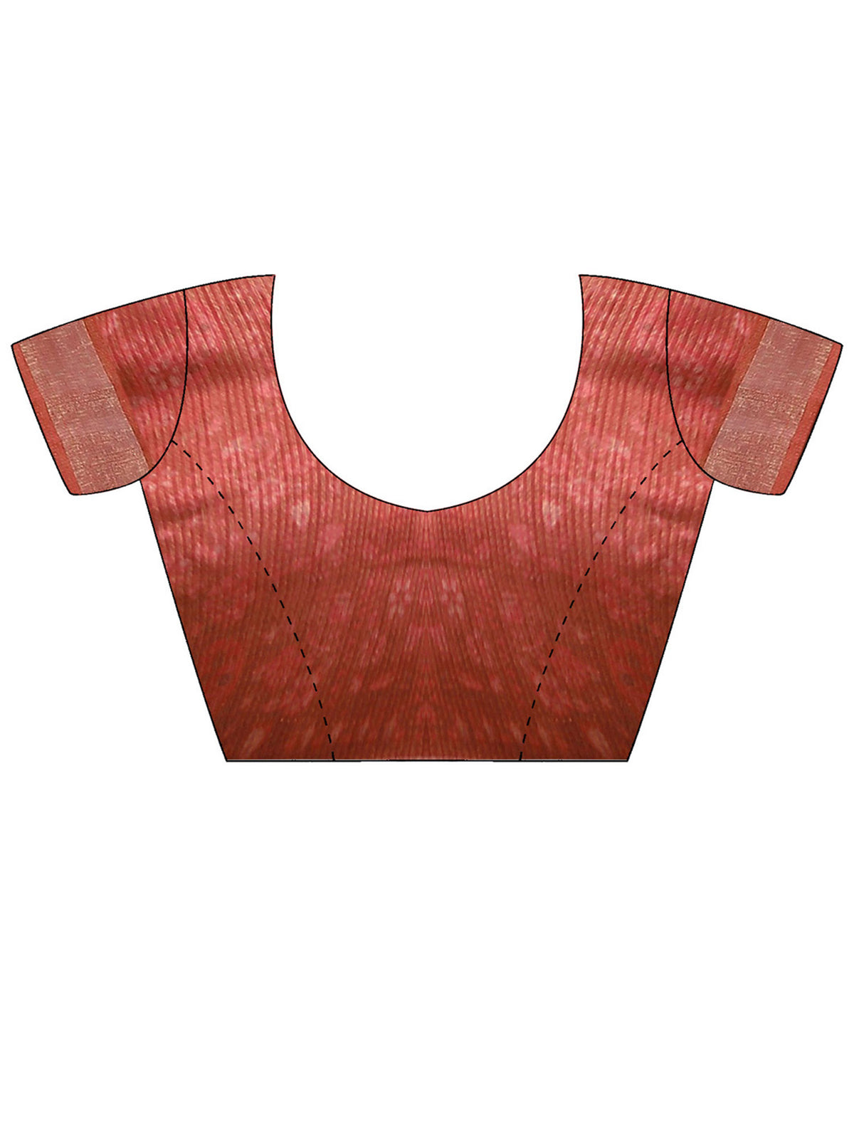 Unstitched rust cotton silk blouse piece with ethnic motif design