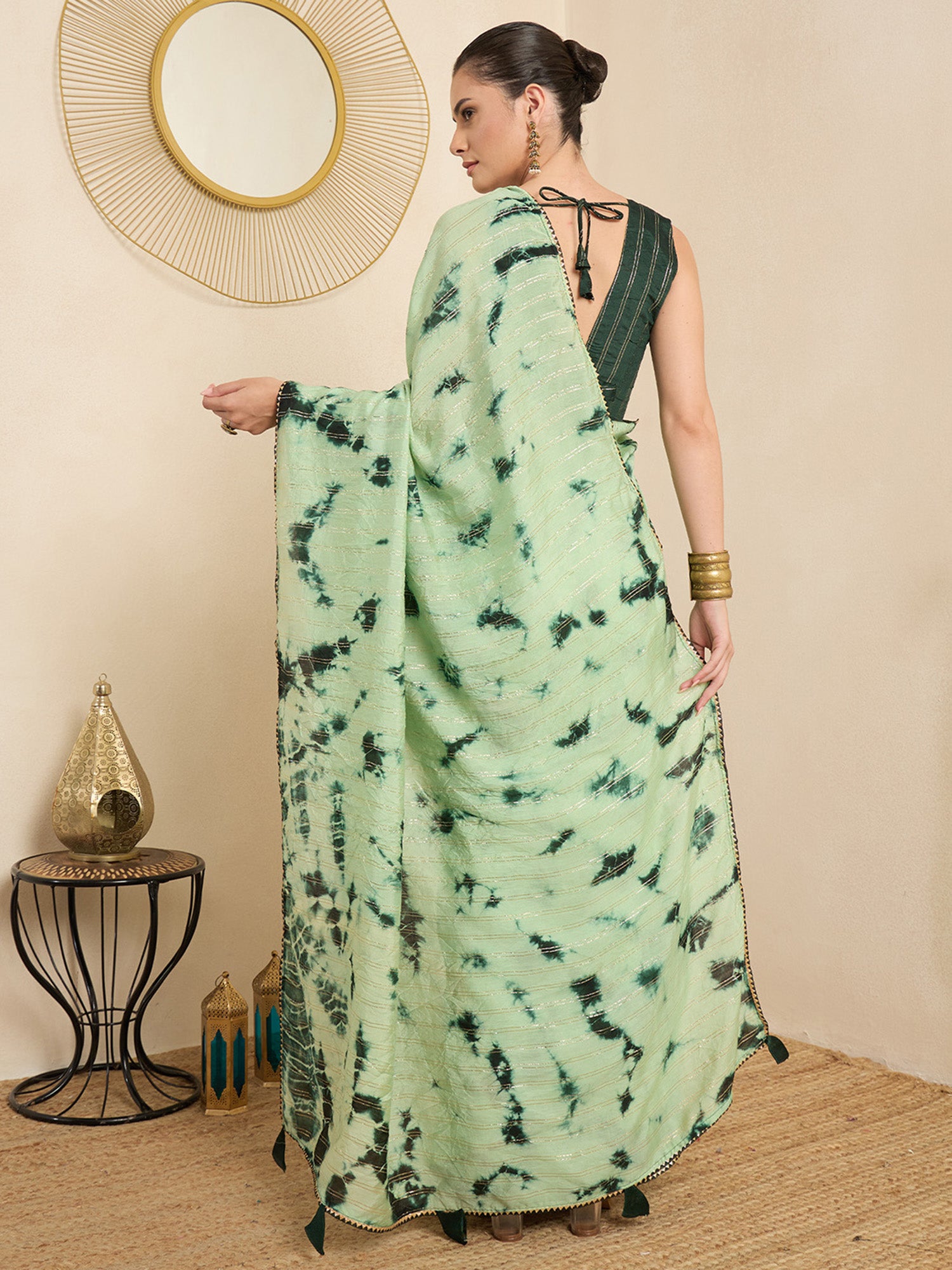 Green Silk Blend saree – detail view 1