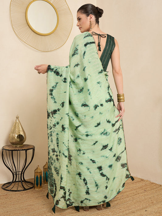 Green Silk Blend saree – detail view 1