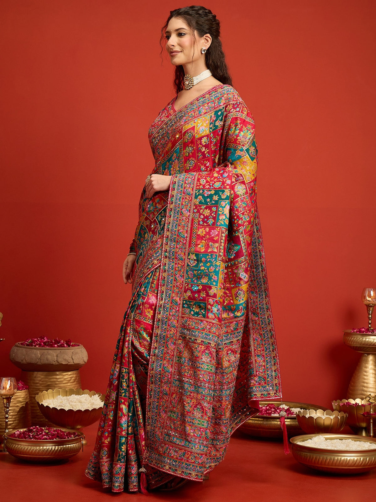 Pink Silk Blend saree – detail view 2