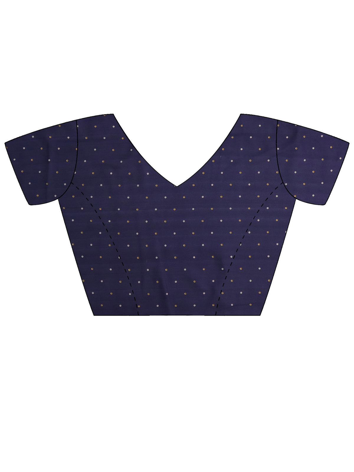 Unstitched navy blue dola silk blouse piece with zari butta design