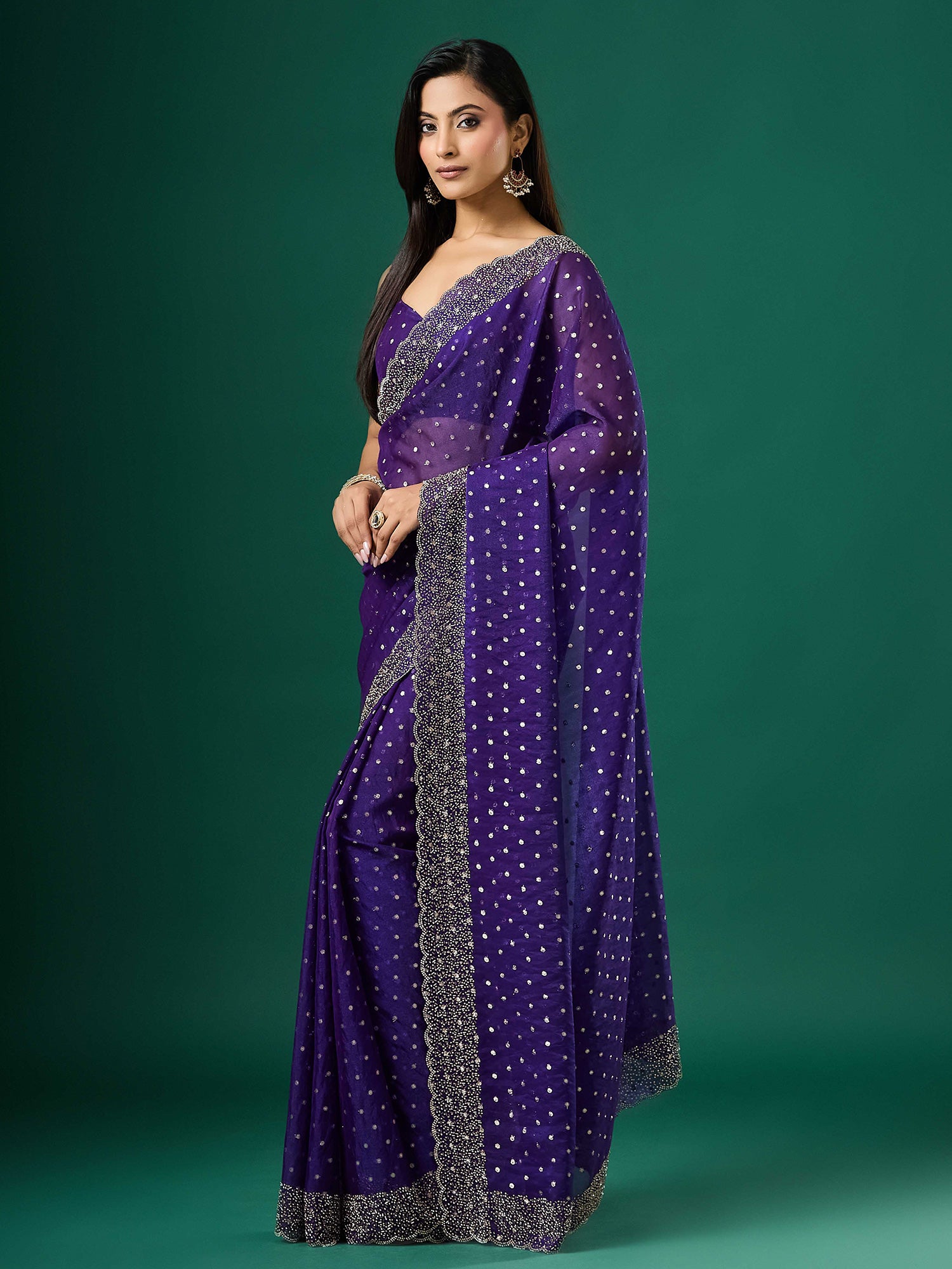 Violet Silk Blend saree – detail view 2