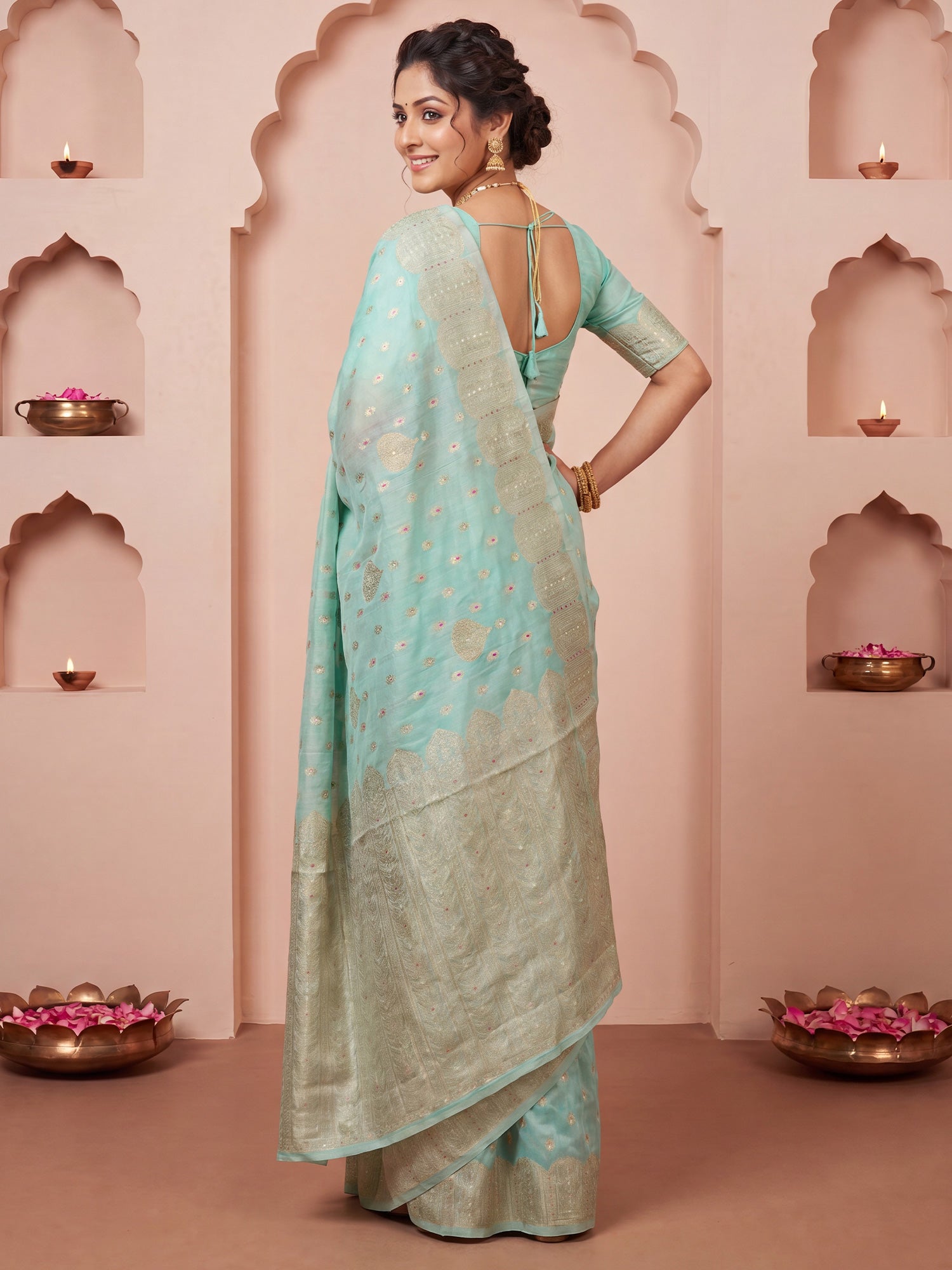 Light Blue Silk Blend saree – detail view 1