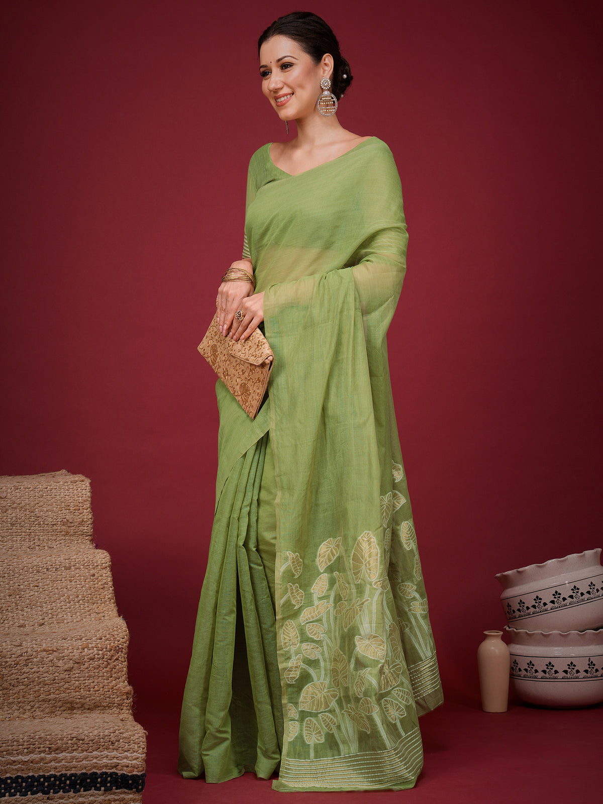 Light Green Soft Silk saree – detail view 2