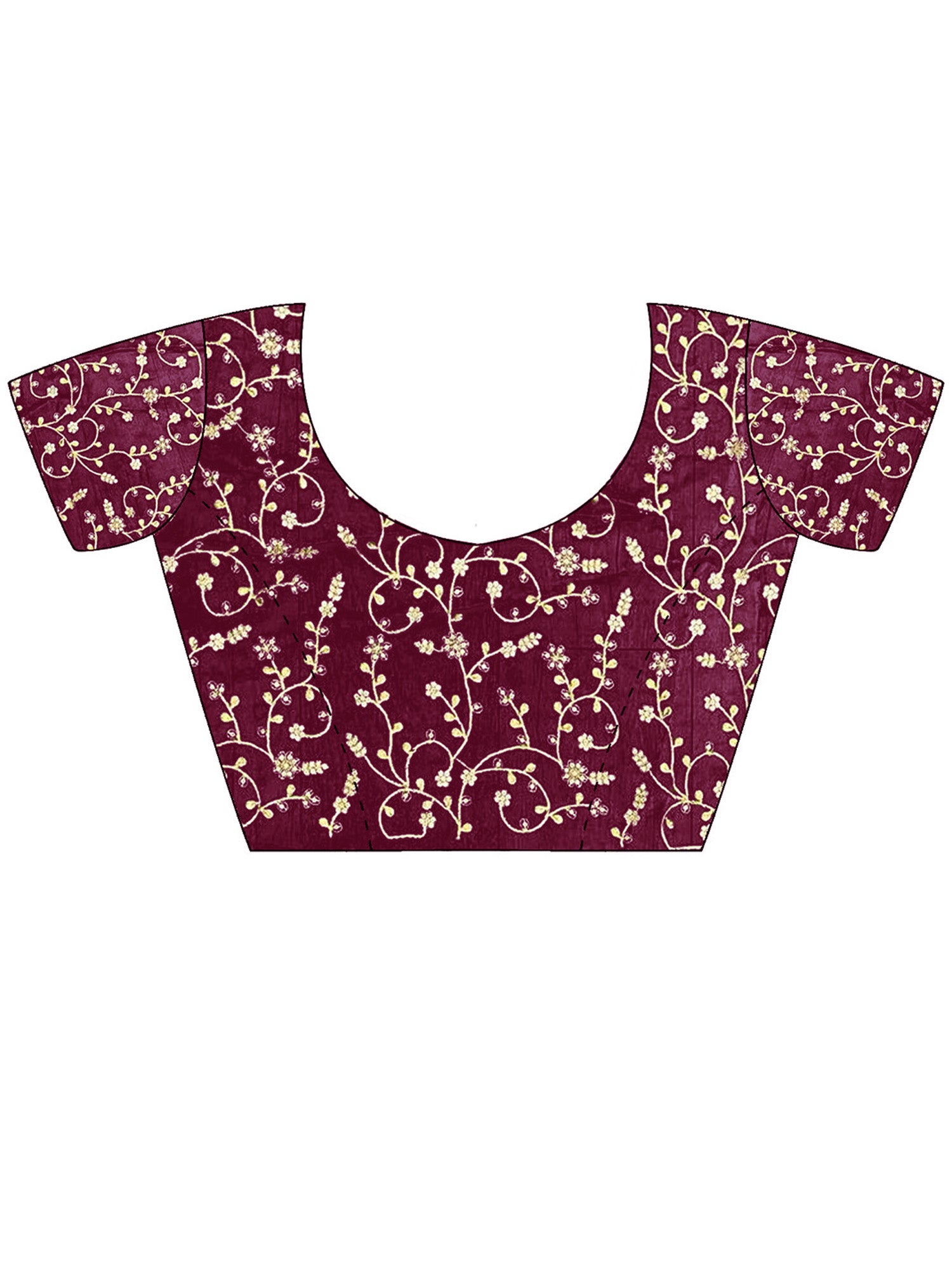 Unstitched magenta satin blouse piece with embellished design