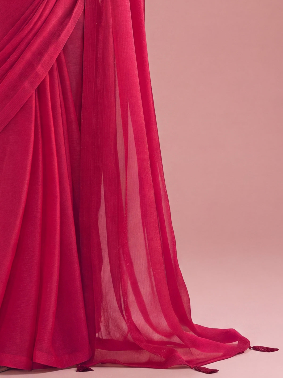 Pink Satin Silk saree – detail view 5