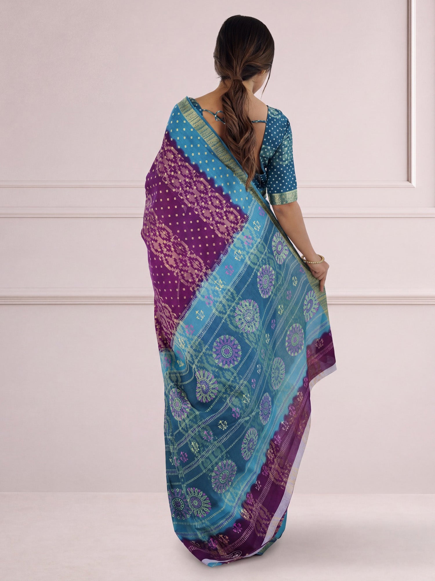 Purple Cotton saree – detail view 3