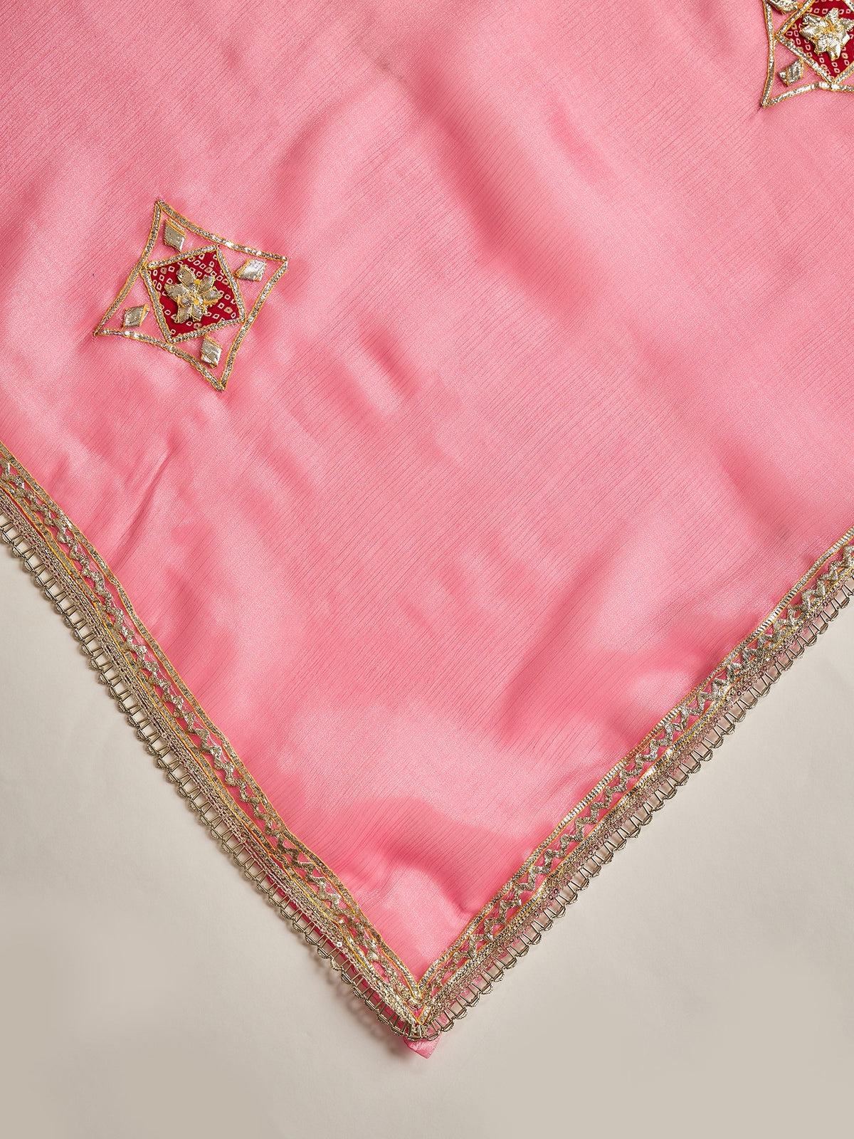 Pink Paper Silk saree – detail view 4