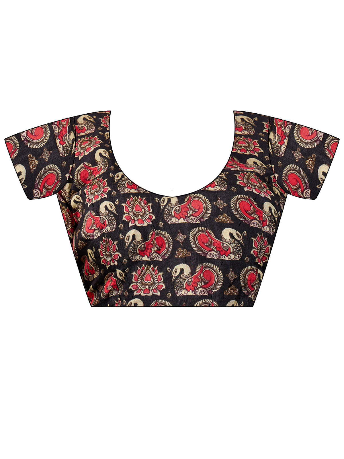 Unstitched assorted viscose silk blouse piece with botanical design