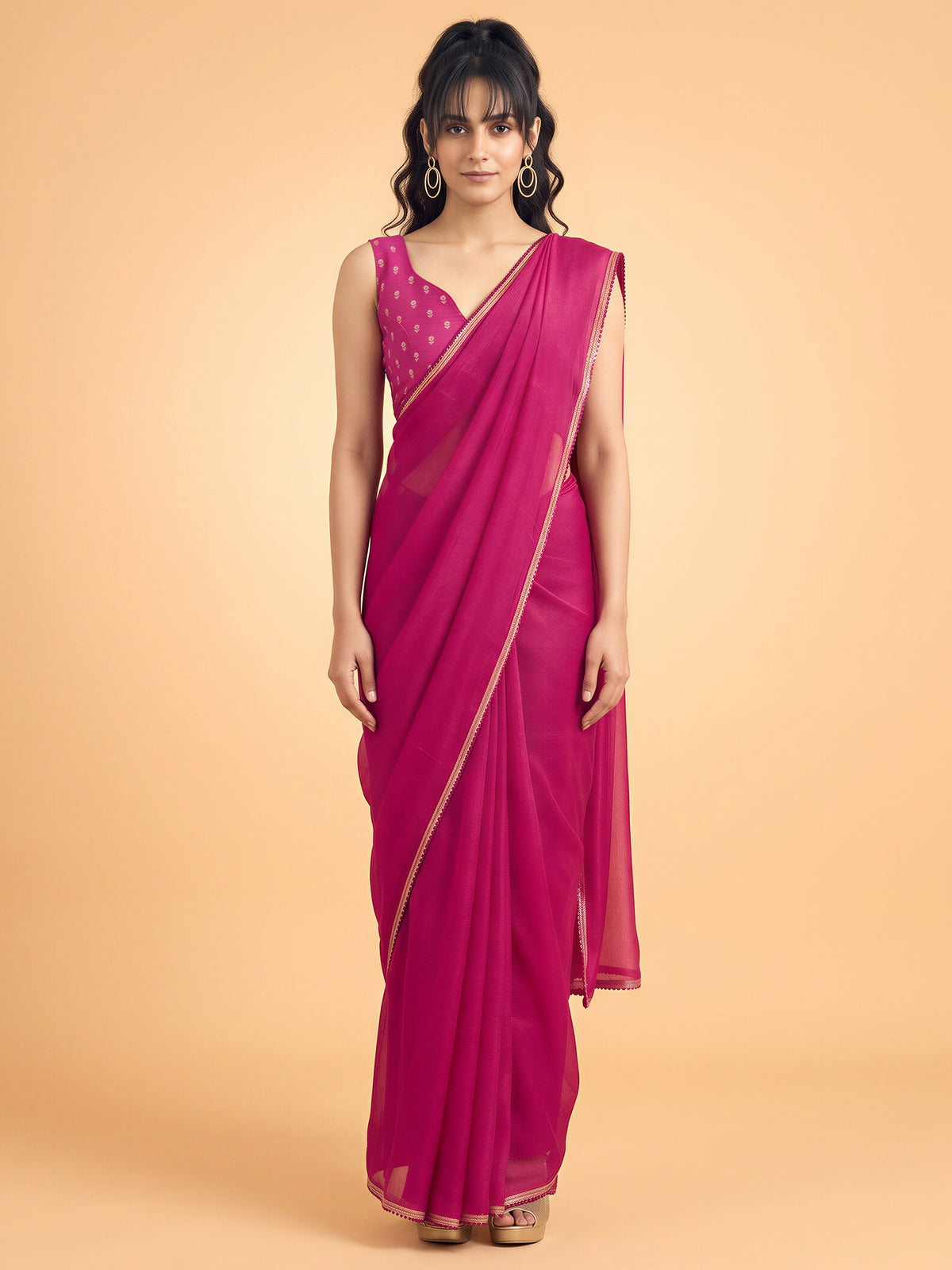 Pink Silk saree – detail view 3