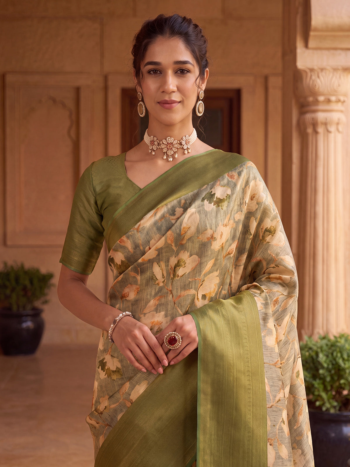 Light Green Silk Blend saree – detail view 4