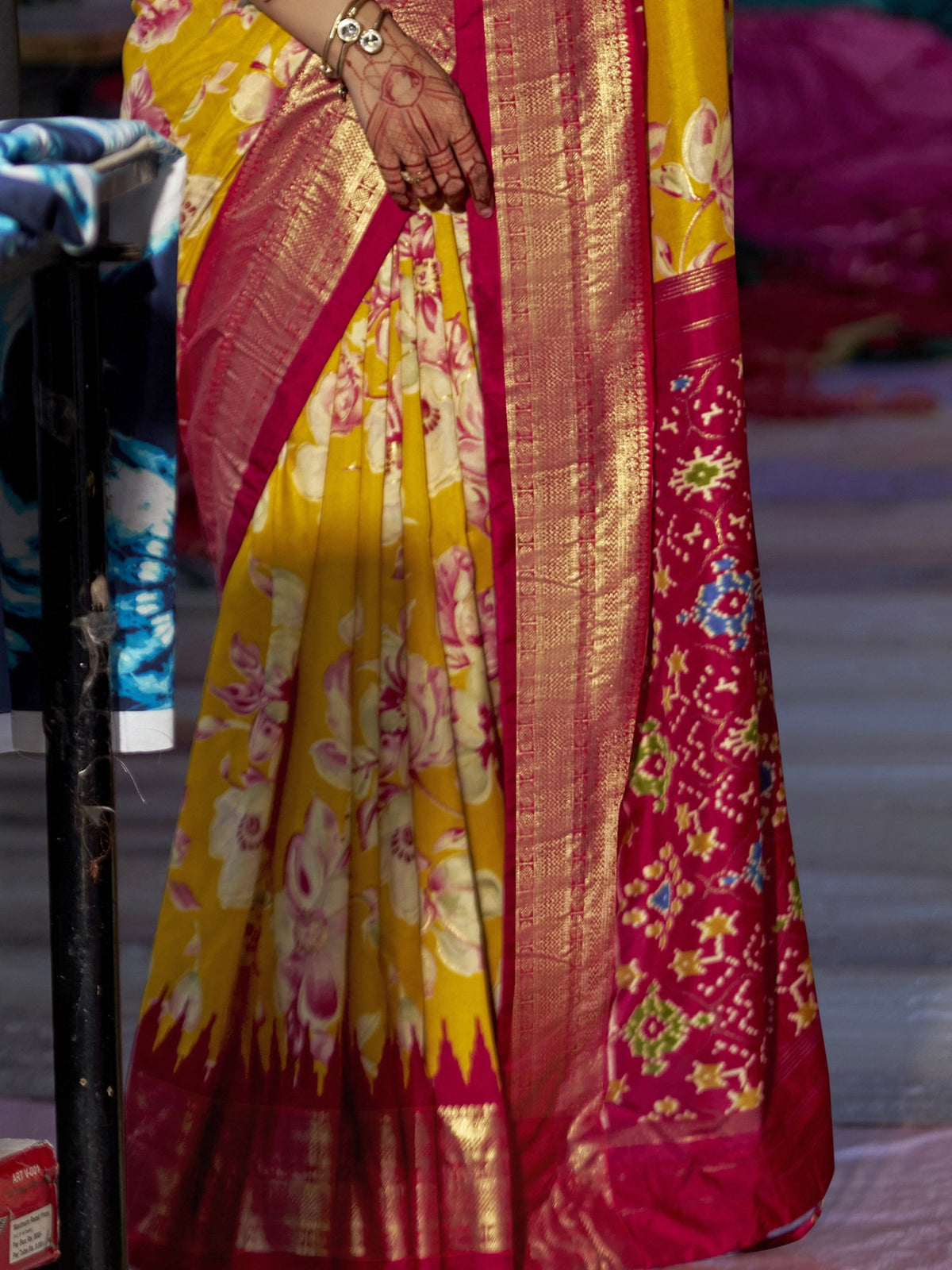 Mustard Tussar Silk saree – detail view 1