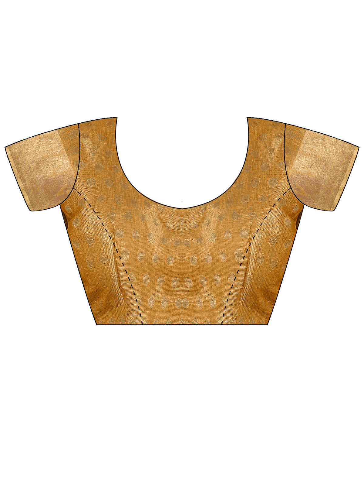 Unstitched mustard linen blouse piece with ethnic motif design