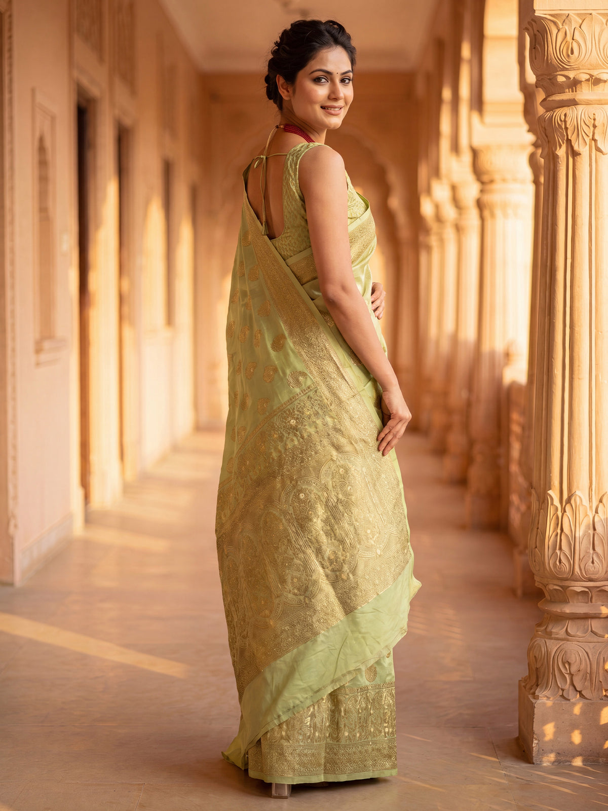 Light Green Silk Blend saree – detail view 1