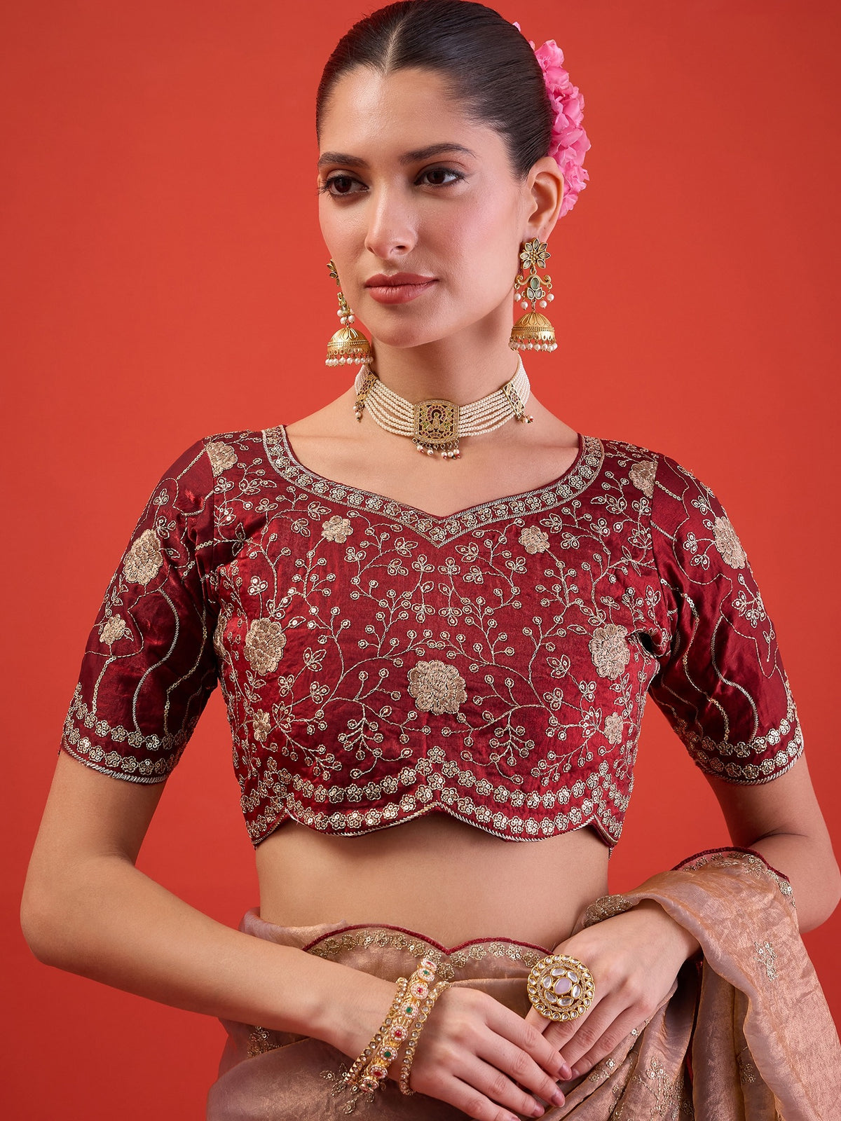 Metallic Satin Silk saree – detail view 5
