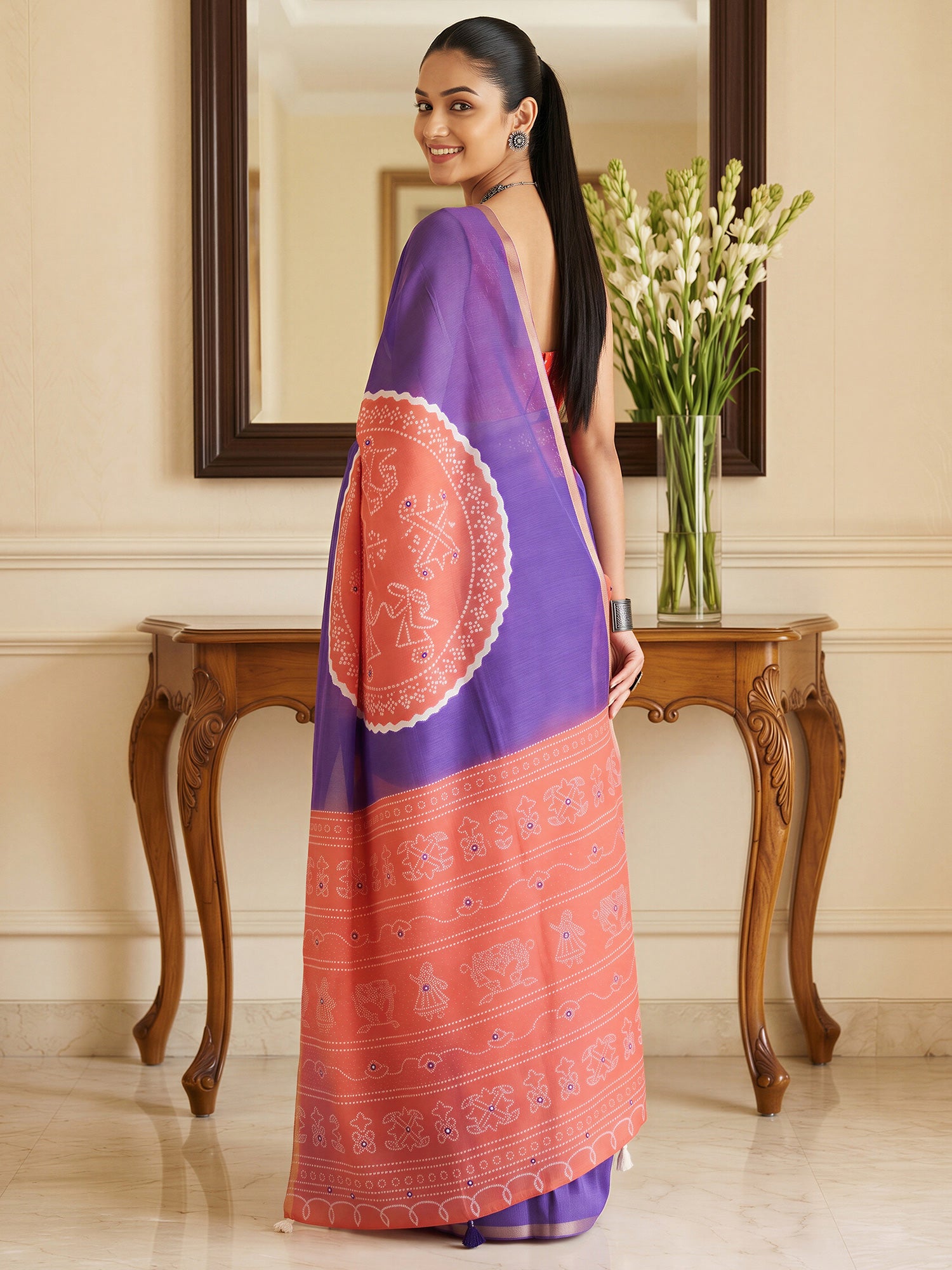 Purple Cotton Blend saree – detail view 1