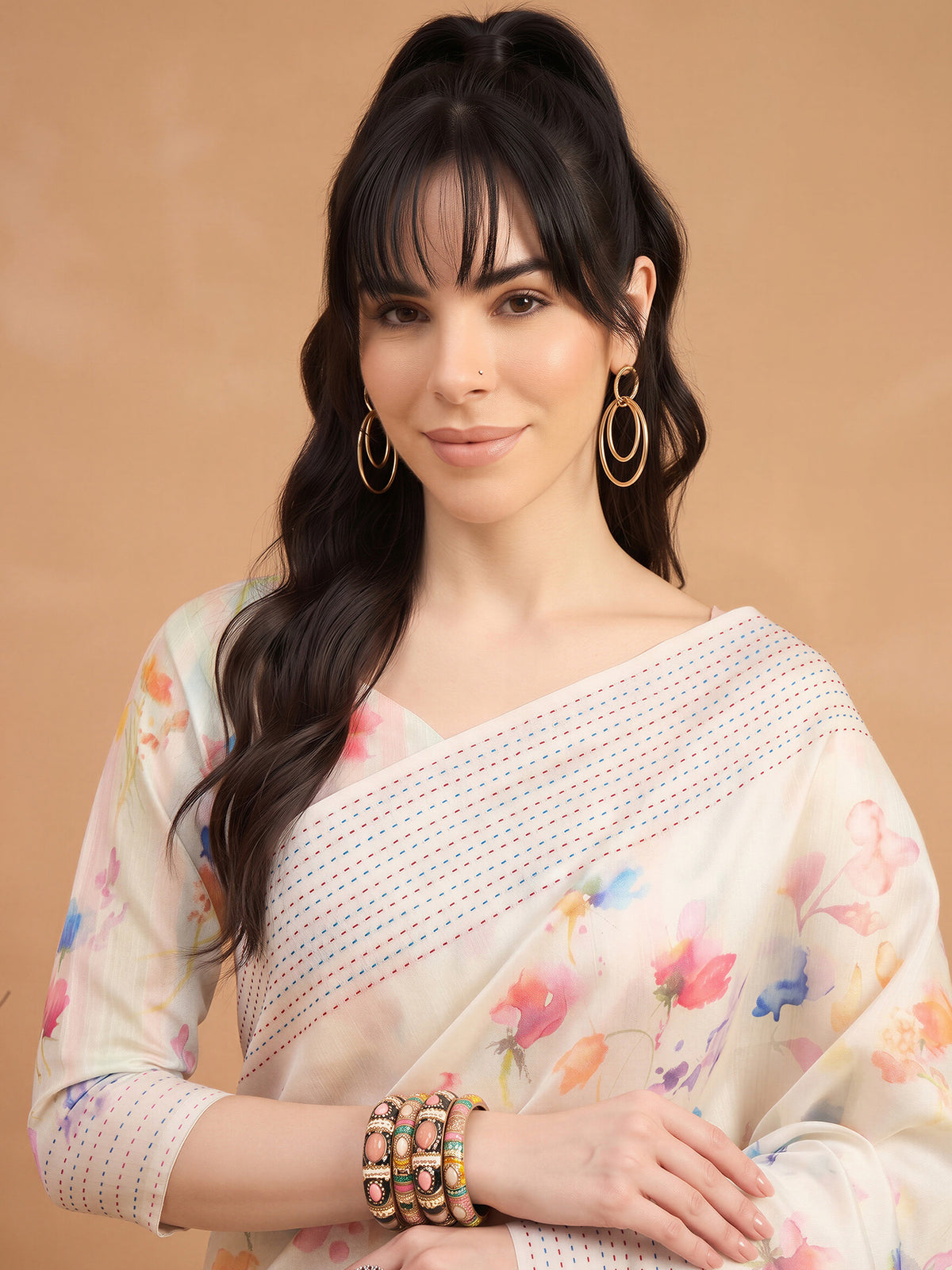 Off White Silk Cotton saree – detail view 3
