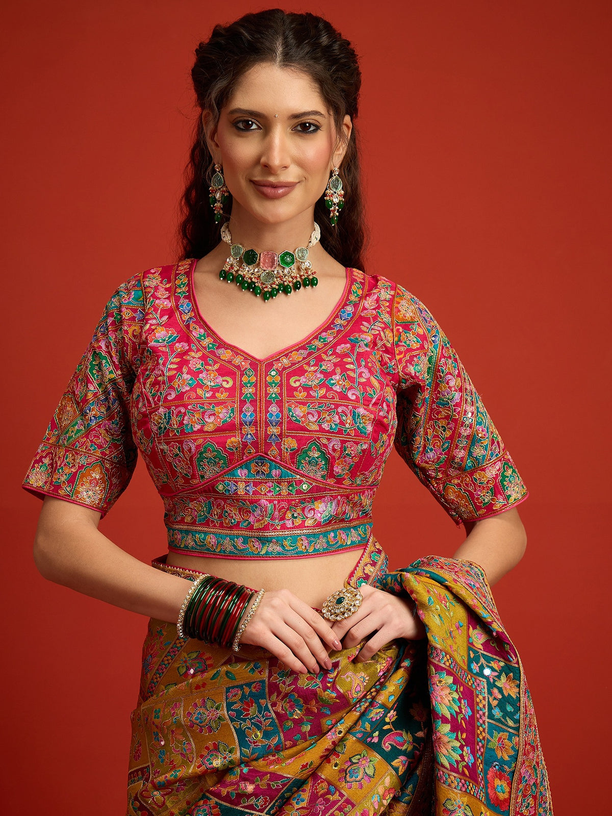Mustard Silk Blend saree – detail view 1