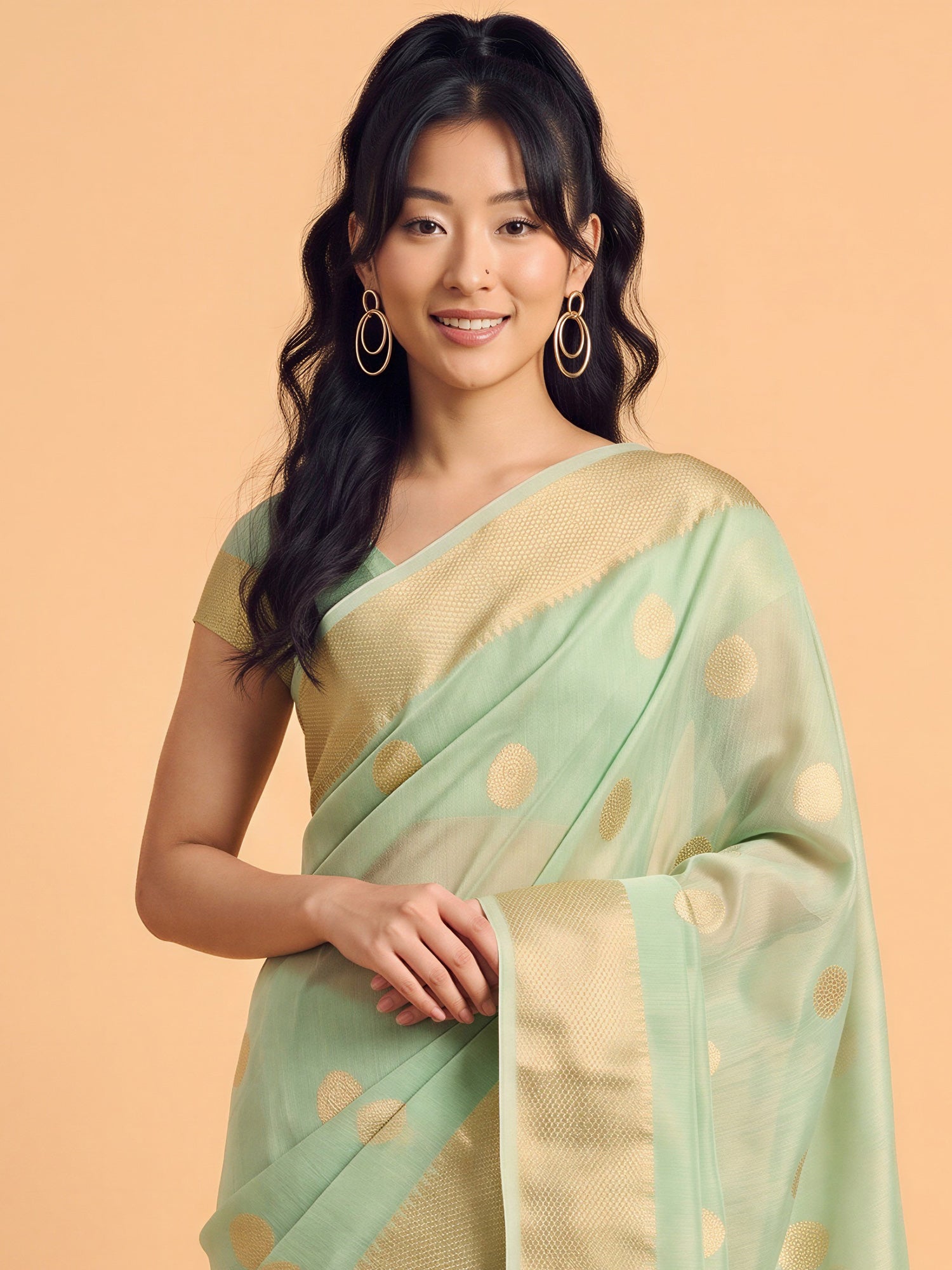 Mint Green Tissue saree – detail view 4