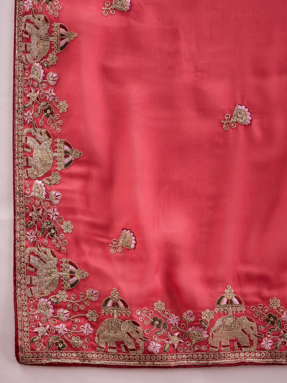 Pink Georgette saree – detail view 5