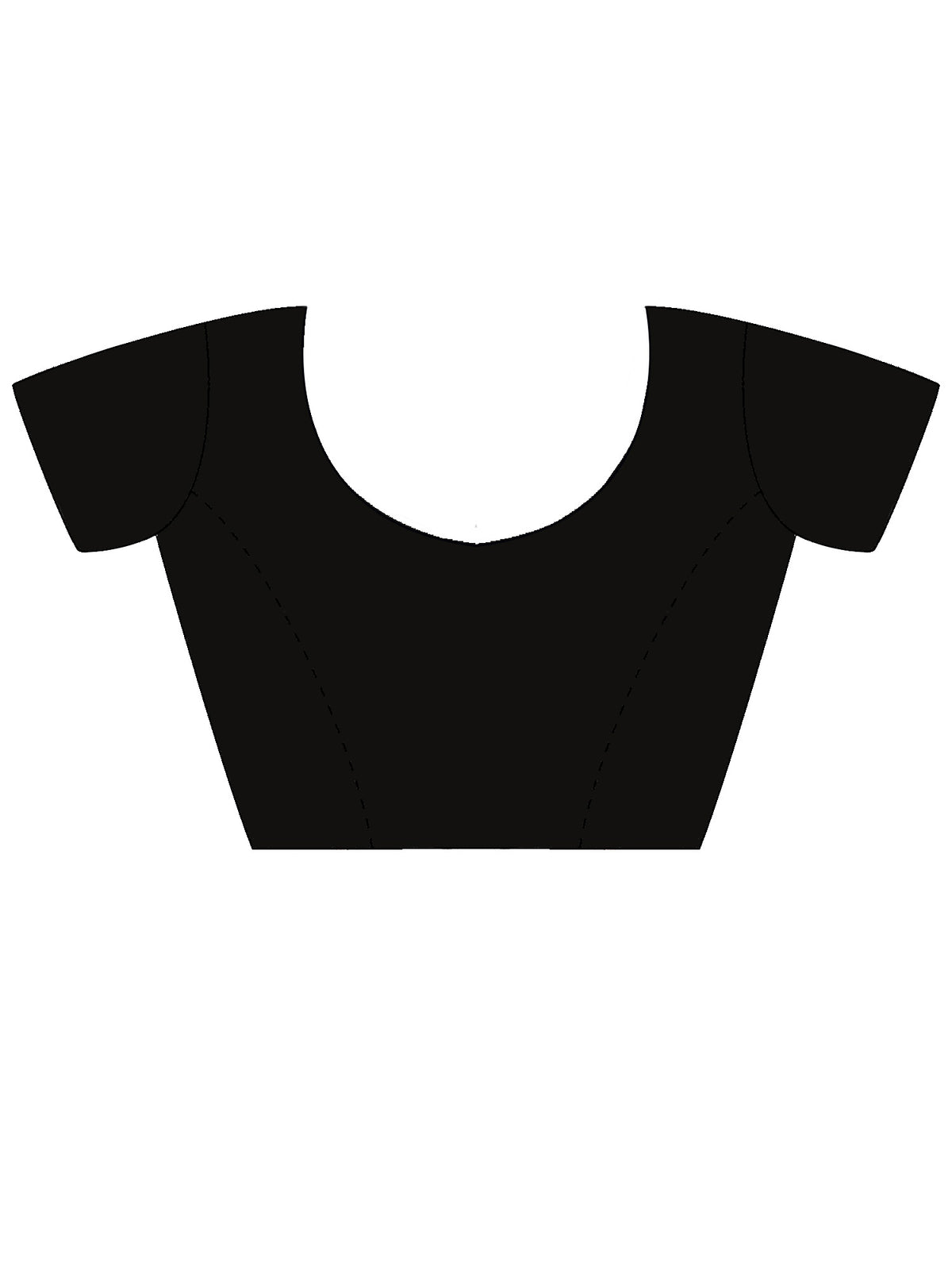 Unstitched black satin blouse piece with solid design