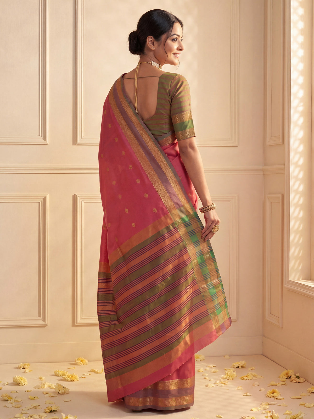 Red Soft Silk saree – detail view 1