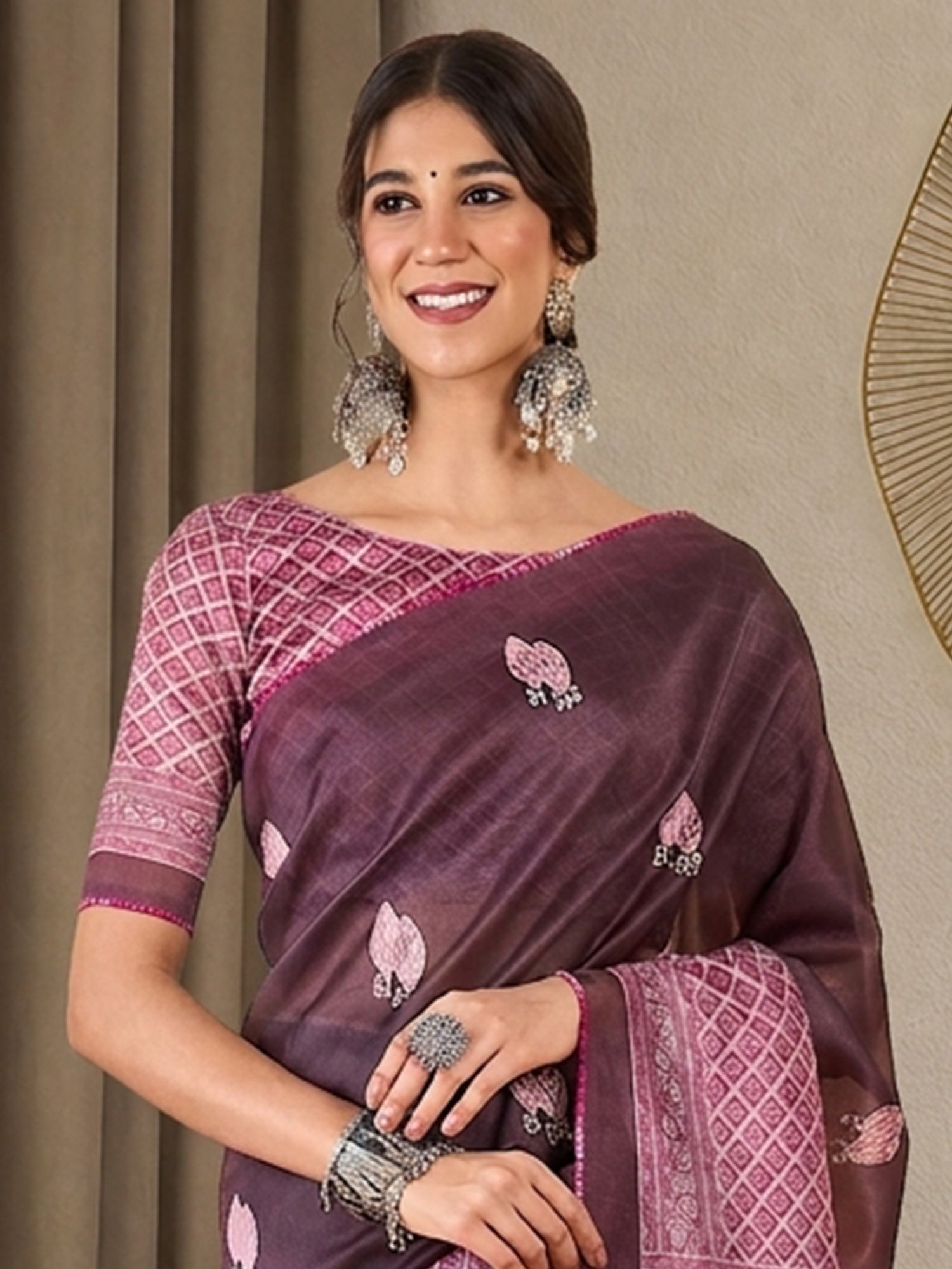 Mauve Silk Blend saree – detail view 4