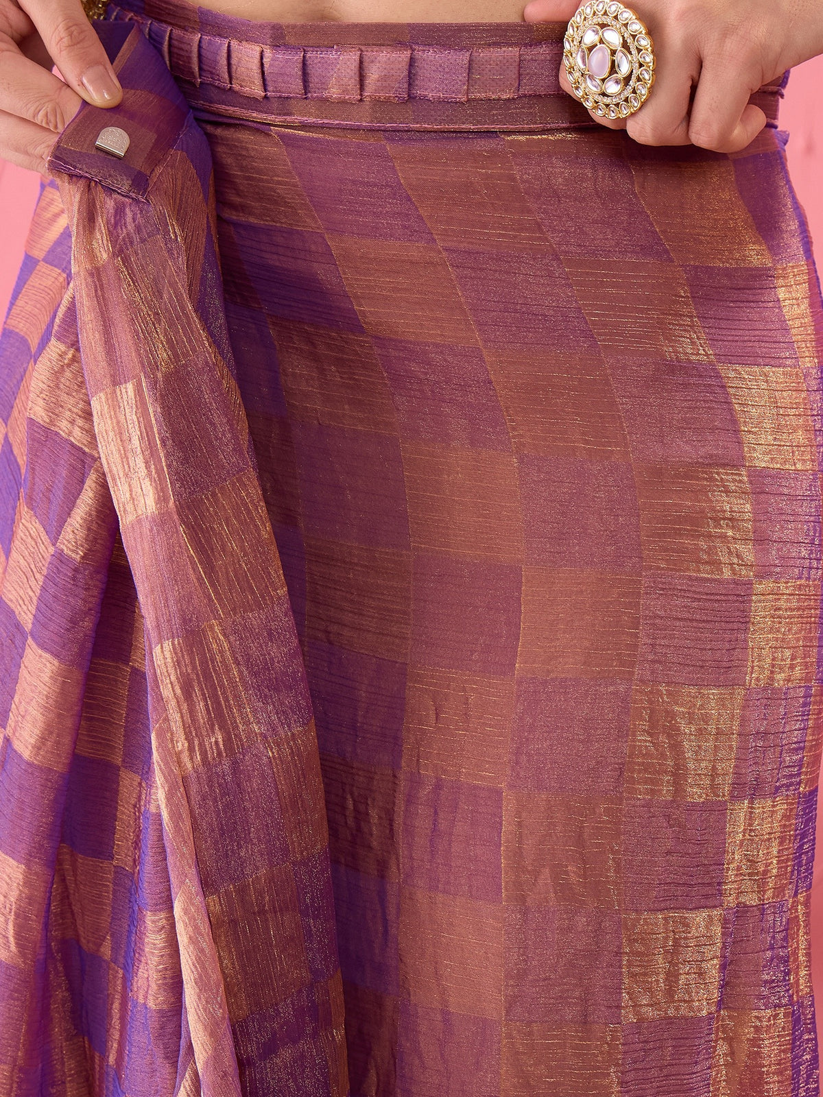 Purple Chiffon saree – detail view 7
